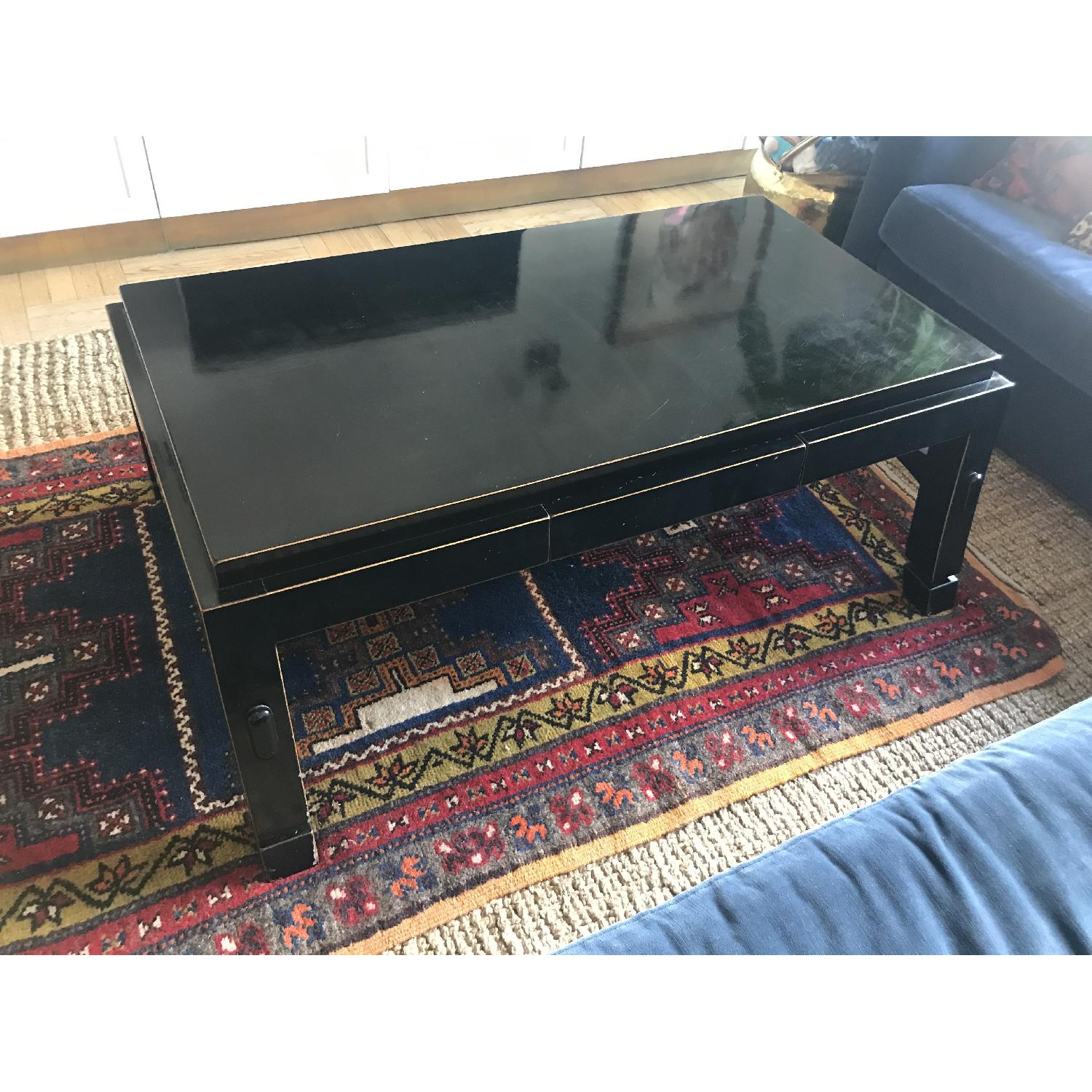 Vintage 1-Drawer Black Elm Coffee Table - image-7