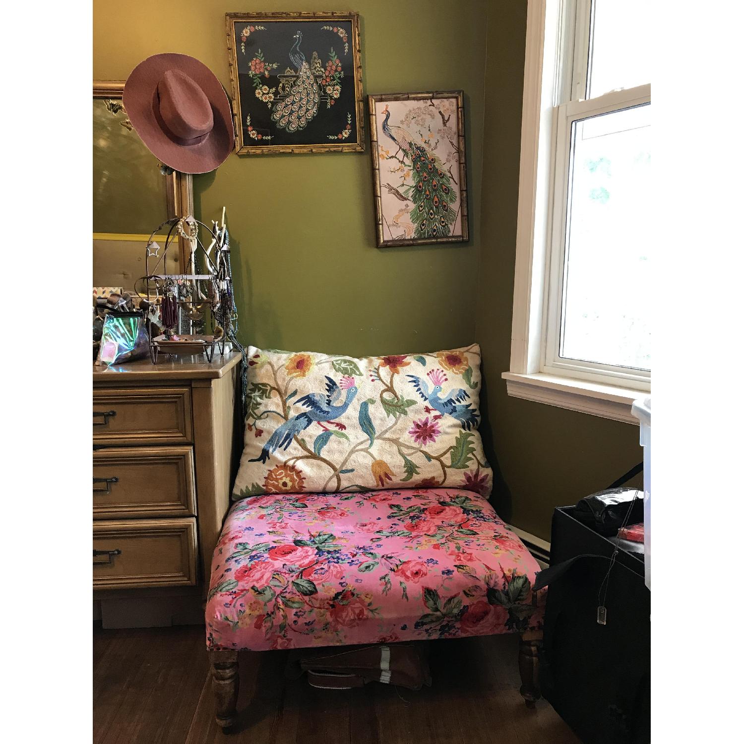 Vintage Floral Velvet Ottoman - image-2