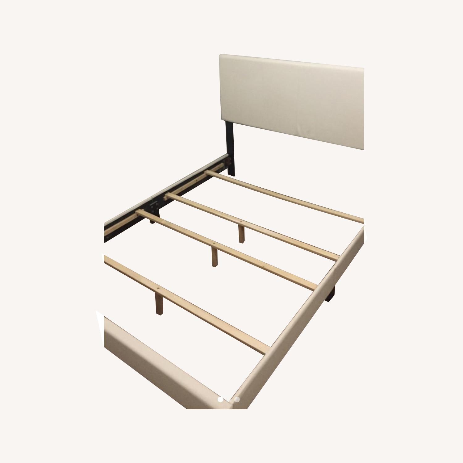 White Faux Leather Queen Size Bed Frame AptDeco