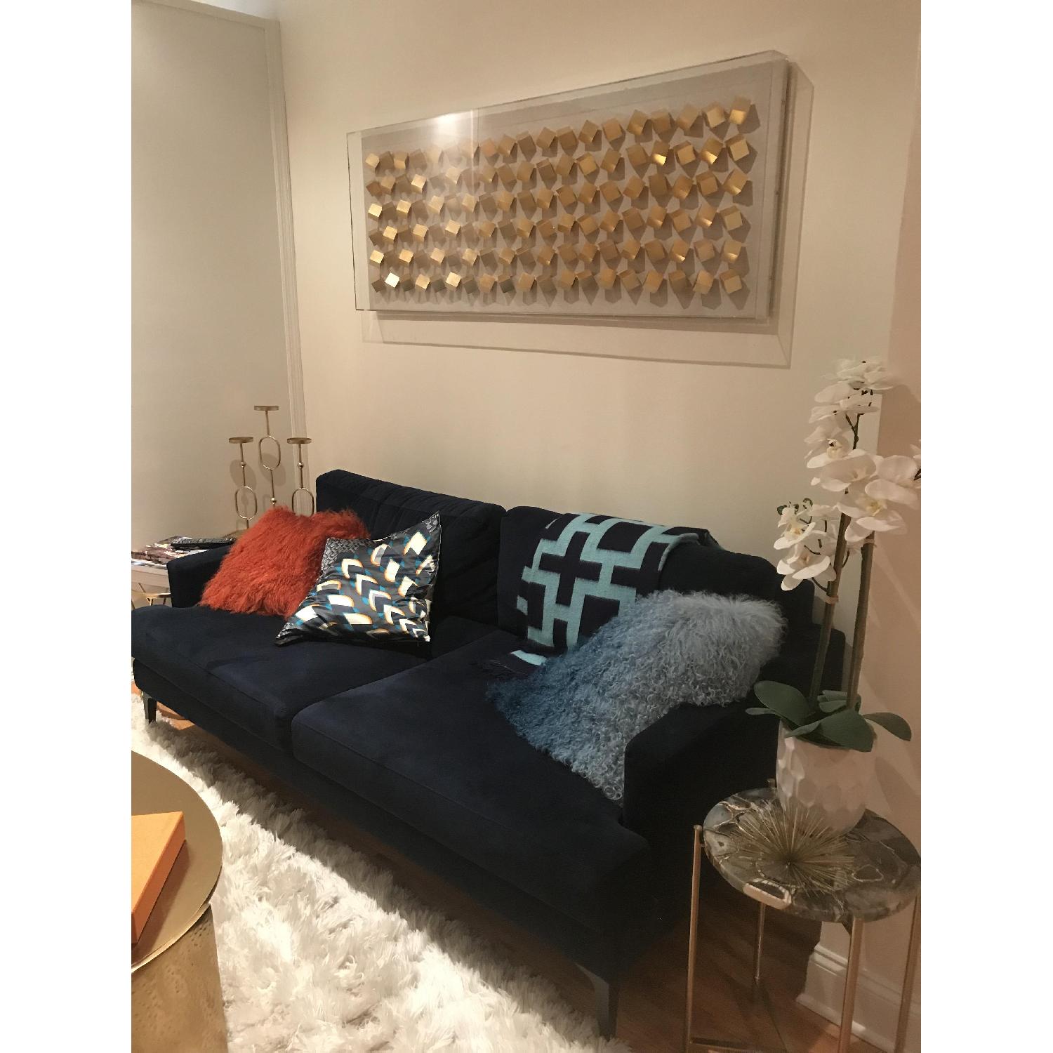 West Elm Andes Ink Blue Velvet Sofa - image-4