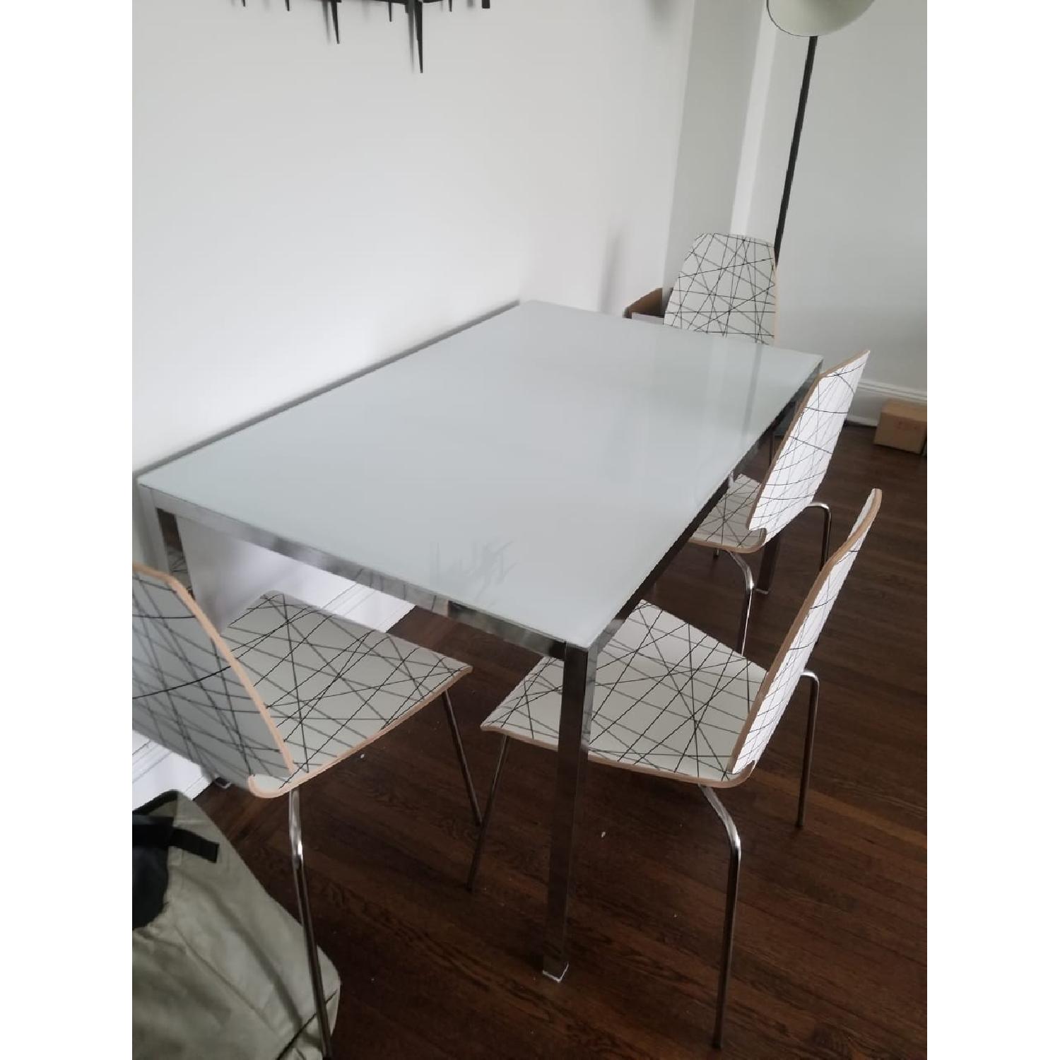 Ikea Torsby Chrome Plated High Gloss White Dining Table AptDeco
