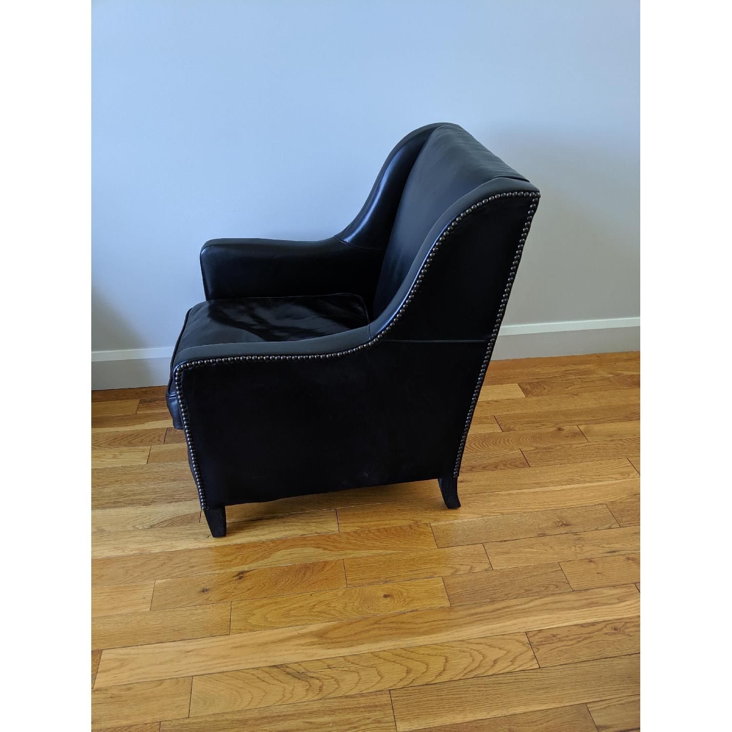 Restoration Hardware Blake Black Leather Club Chair - image-1