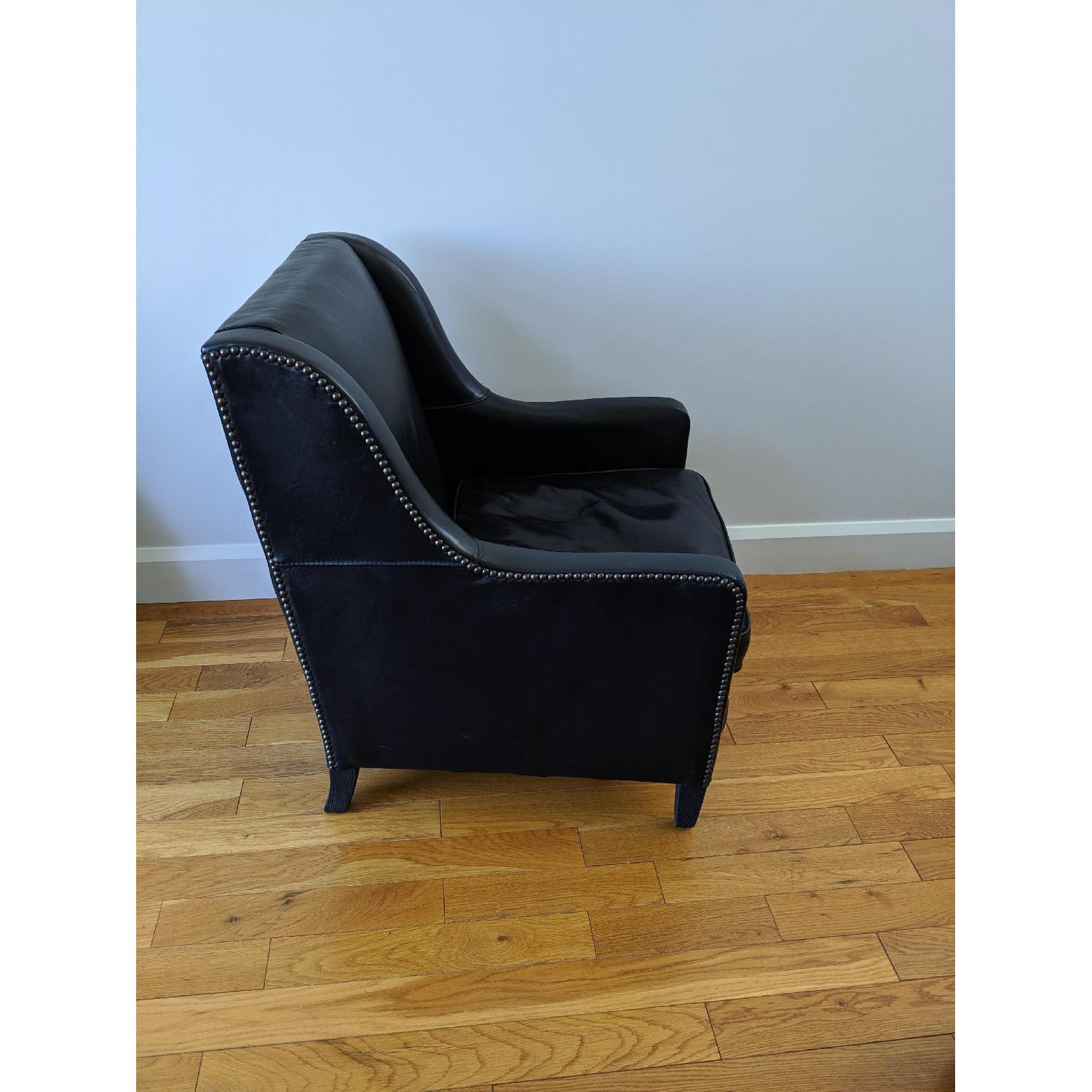 Restoration Hardware Blake Black Leather Club Chair - image-2