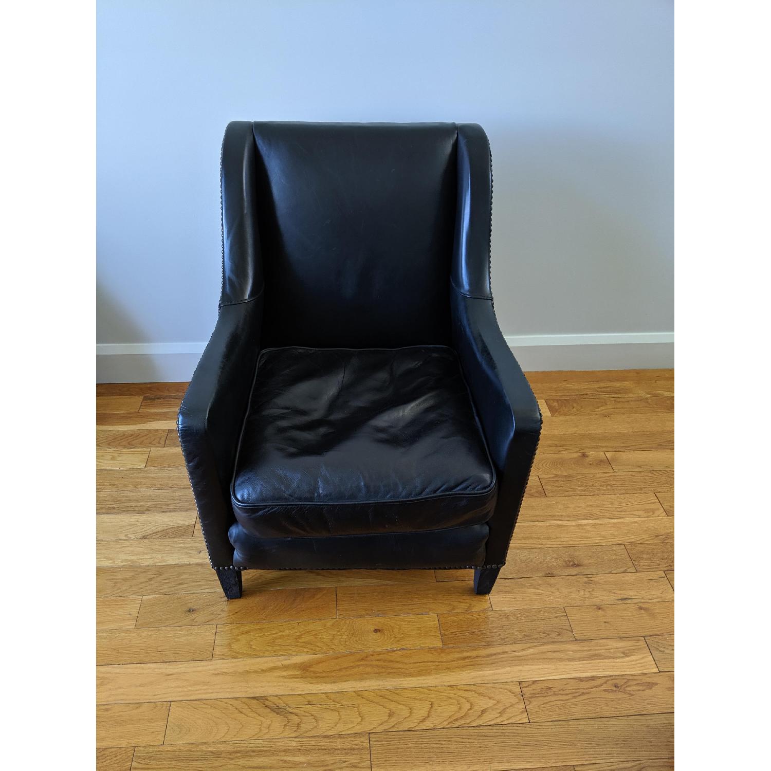 Restoration Hardware Blake Black Leather Club Chair - image-3