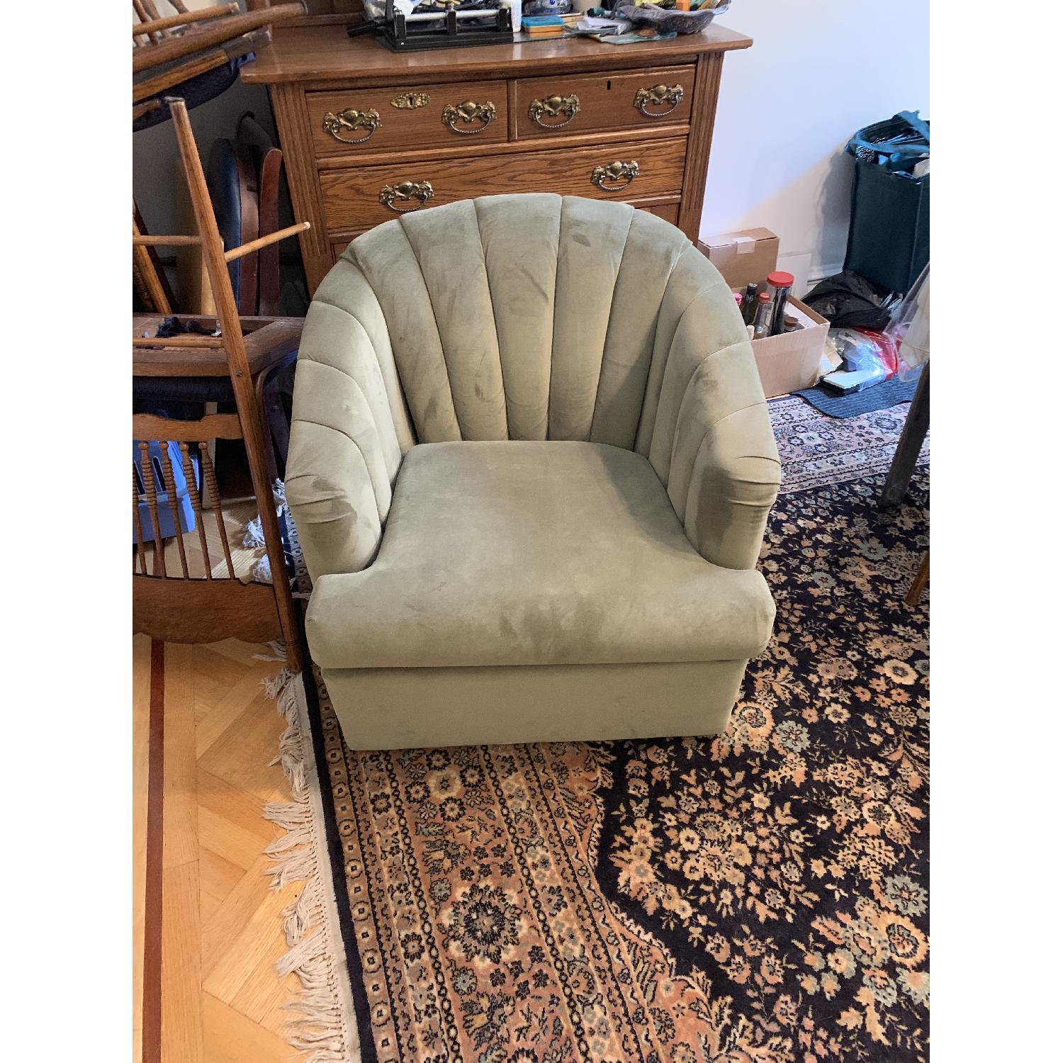 Light Green Swivel Armchair - image-1