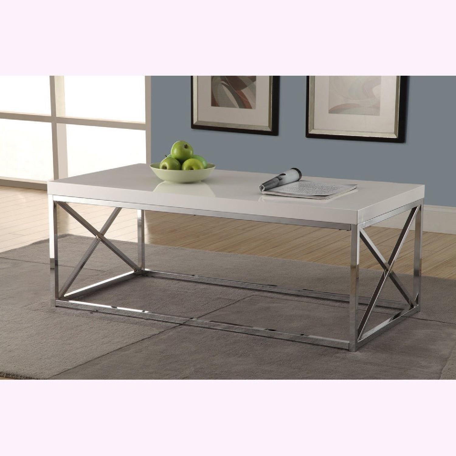 Silver Orchid Andriot Glossy/White Chrome Metal Table - image-1