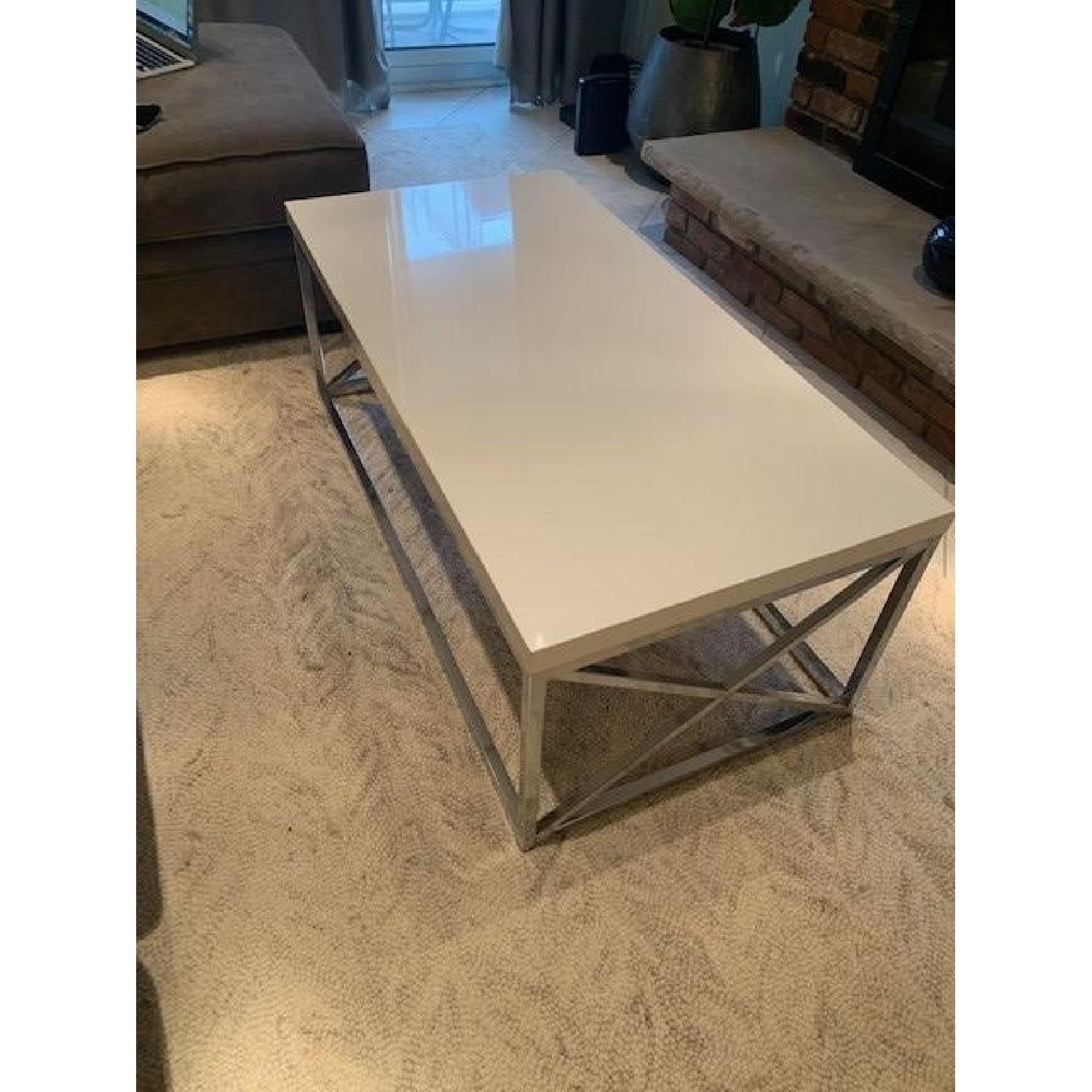 Silver Orchid Andriot Glossy/White Chrome Metal Table - image-4