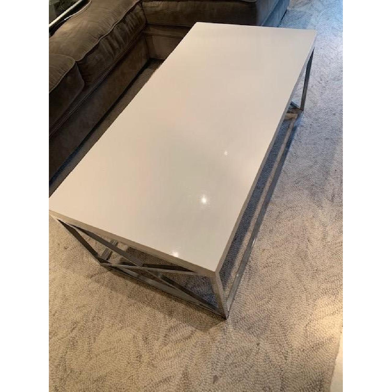 Silver Orchid Andriot Glossy/White Chrome Metal Table - image-6
