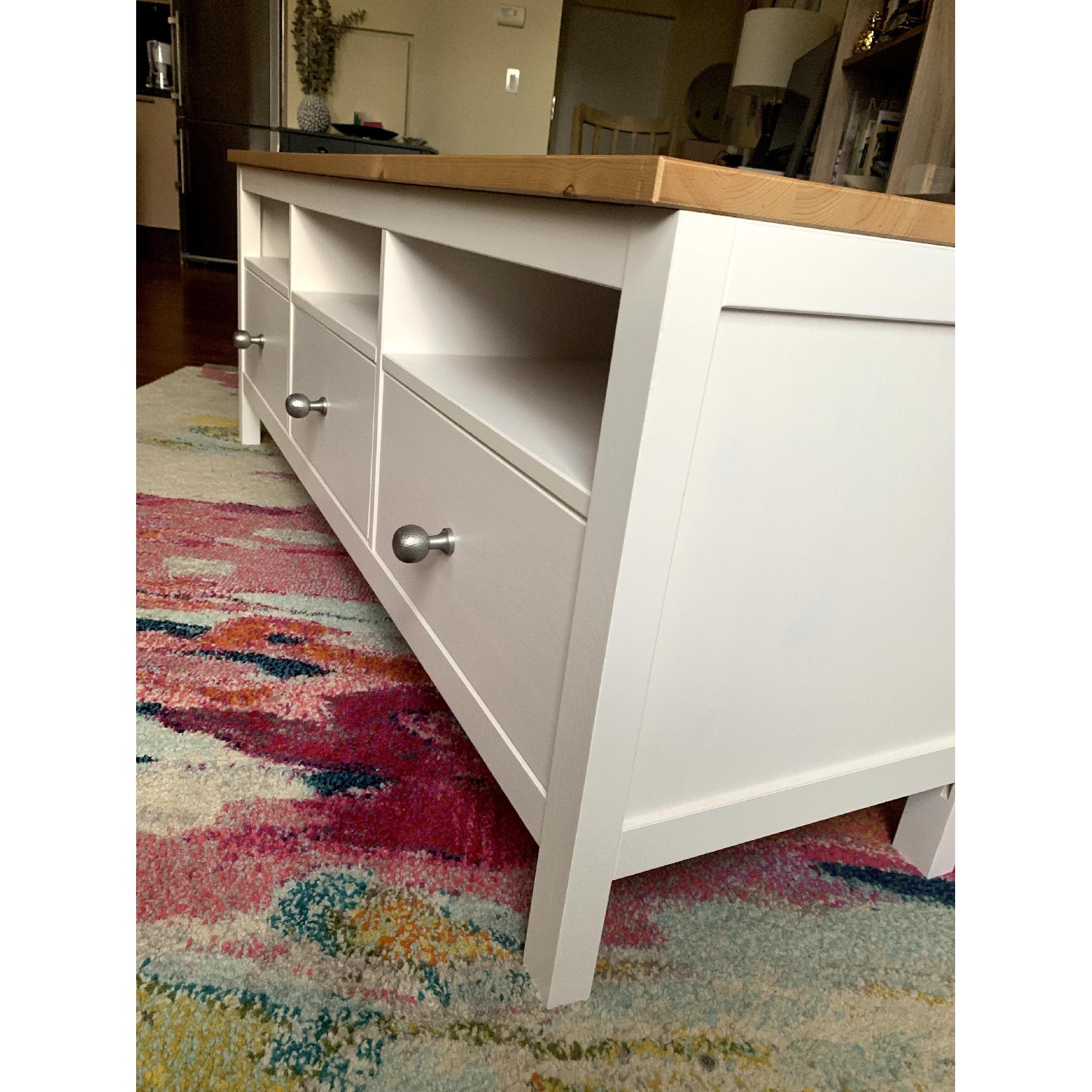 Ikea Hemnes TV Stand w/ Solid Pine Top/Anthopologie Knobs AptDeco