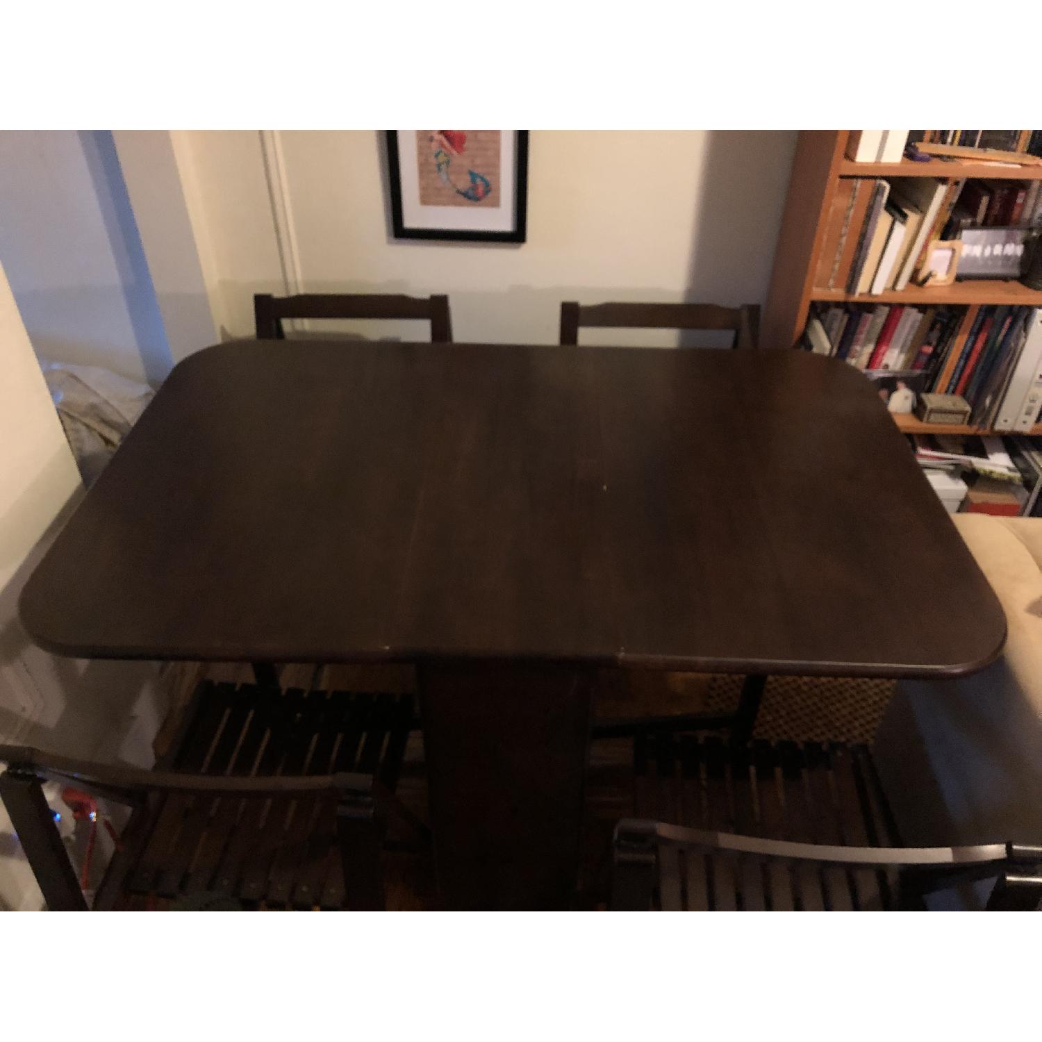 Wood Drop-Leaf Dining Table w/ 4 Chairs - AptDeco