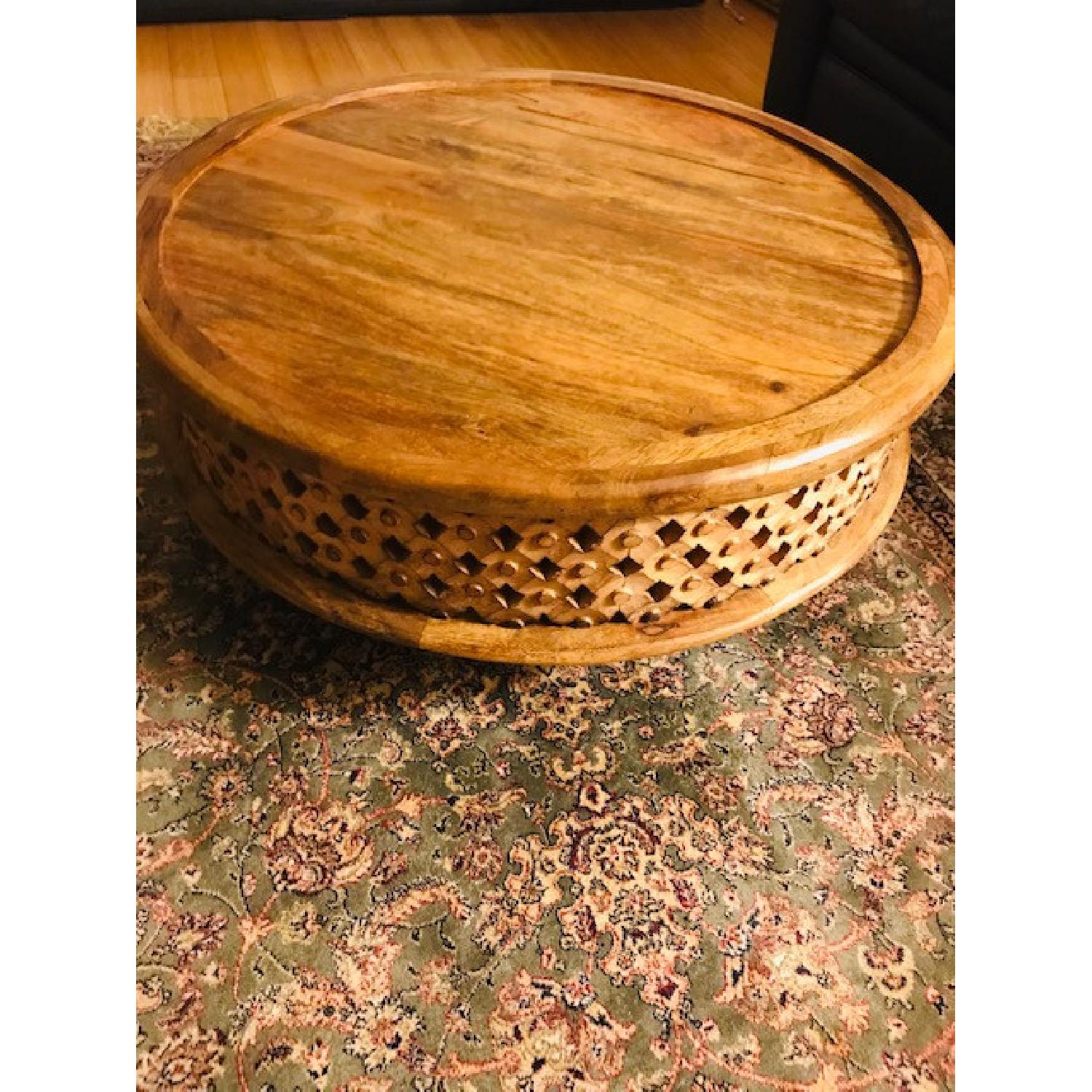 West Elm Carved Wood Coffee Table AptDeco