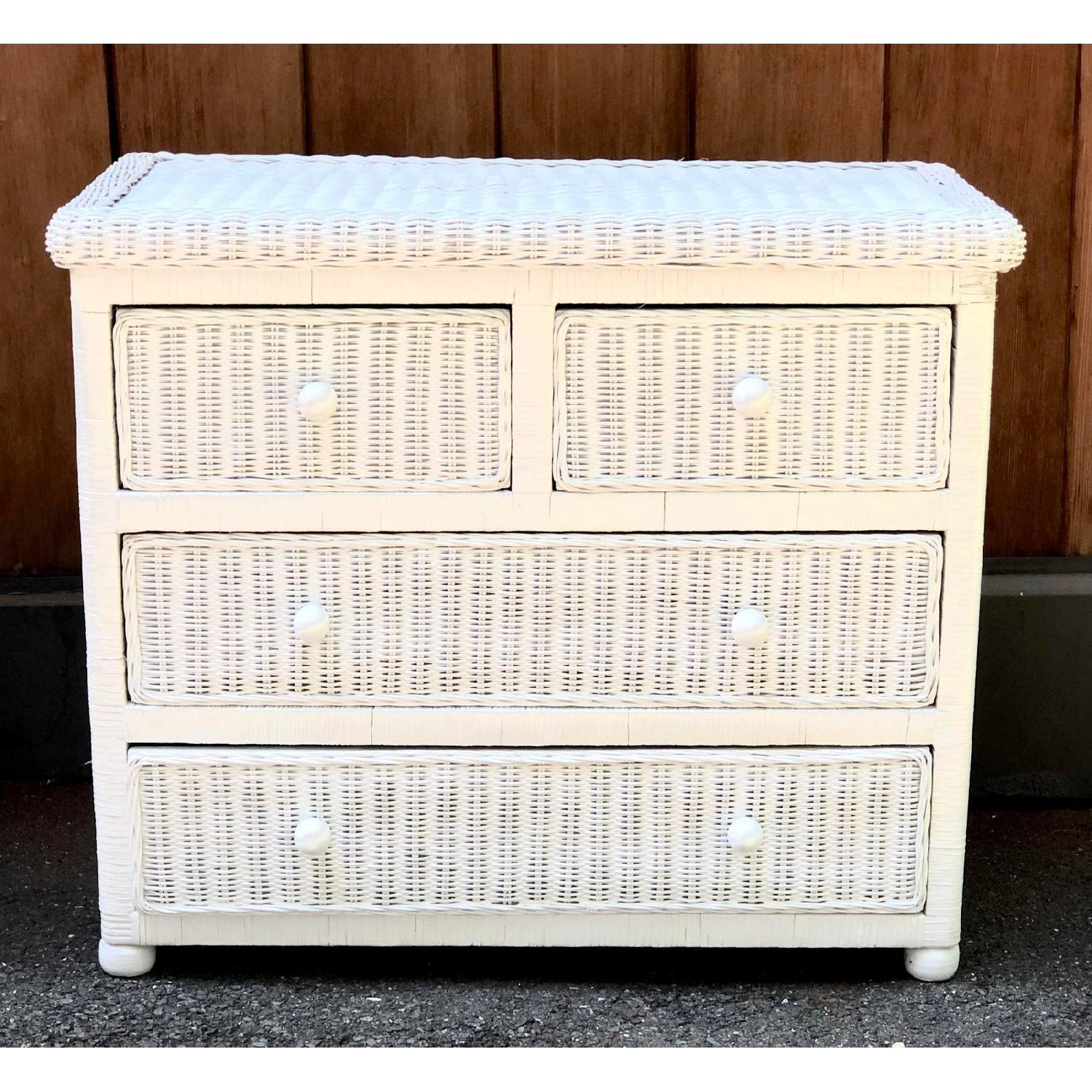 Henry Link Style White Wicker Five Drawer Dresser AptDeco