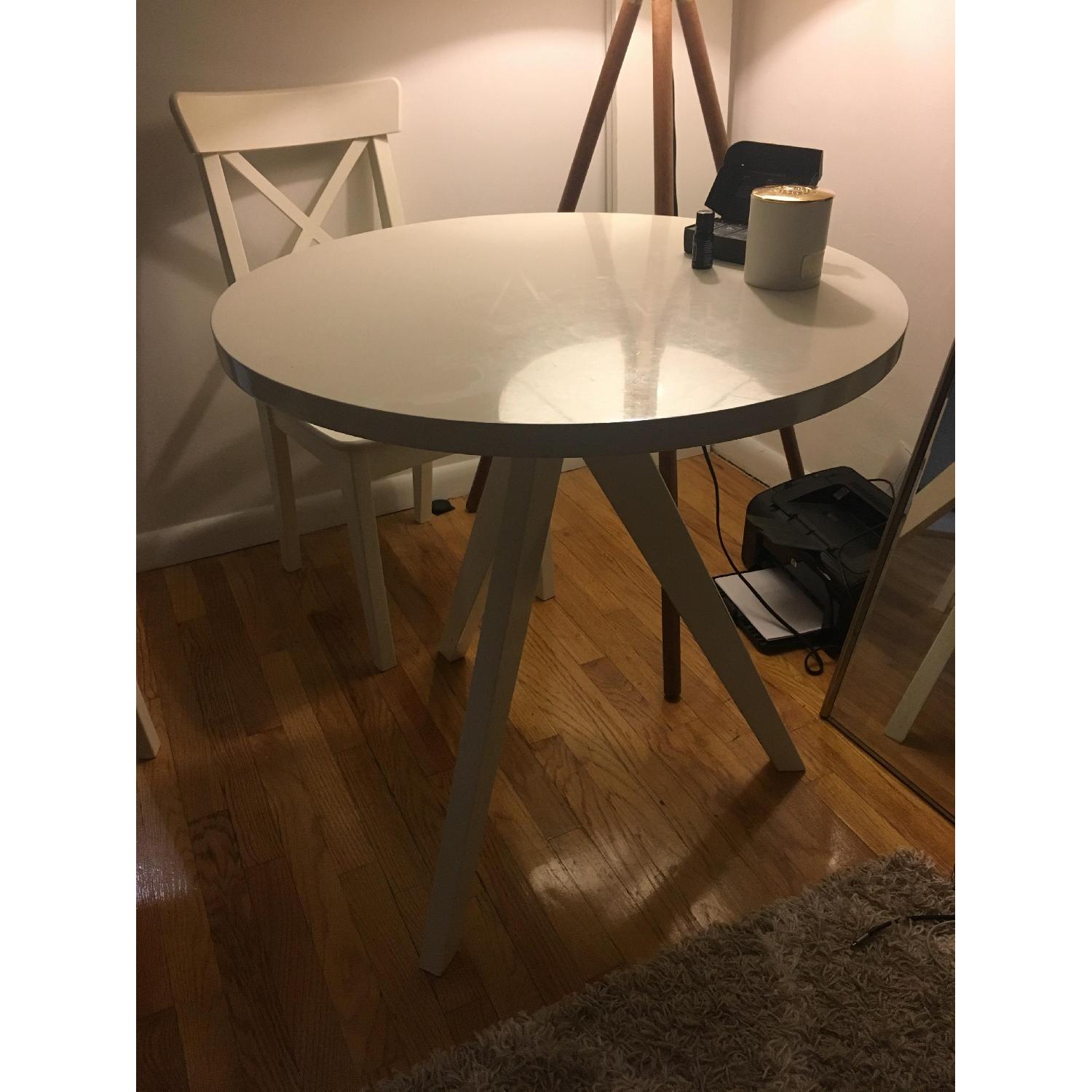 West Elm Tripod White Lacquer Dining Table - image-1