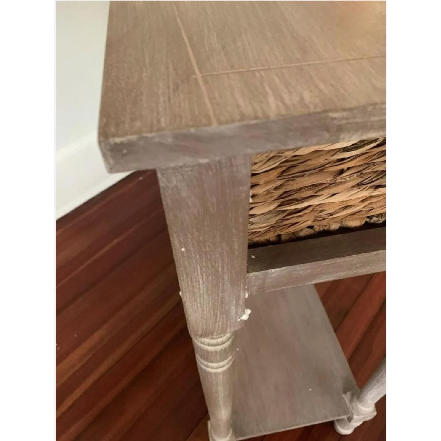 Classic Farmhouse Wood Console w/ Wicker Baskets - image-3