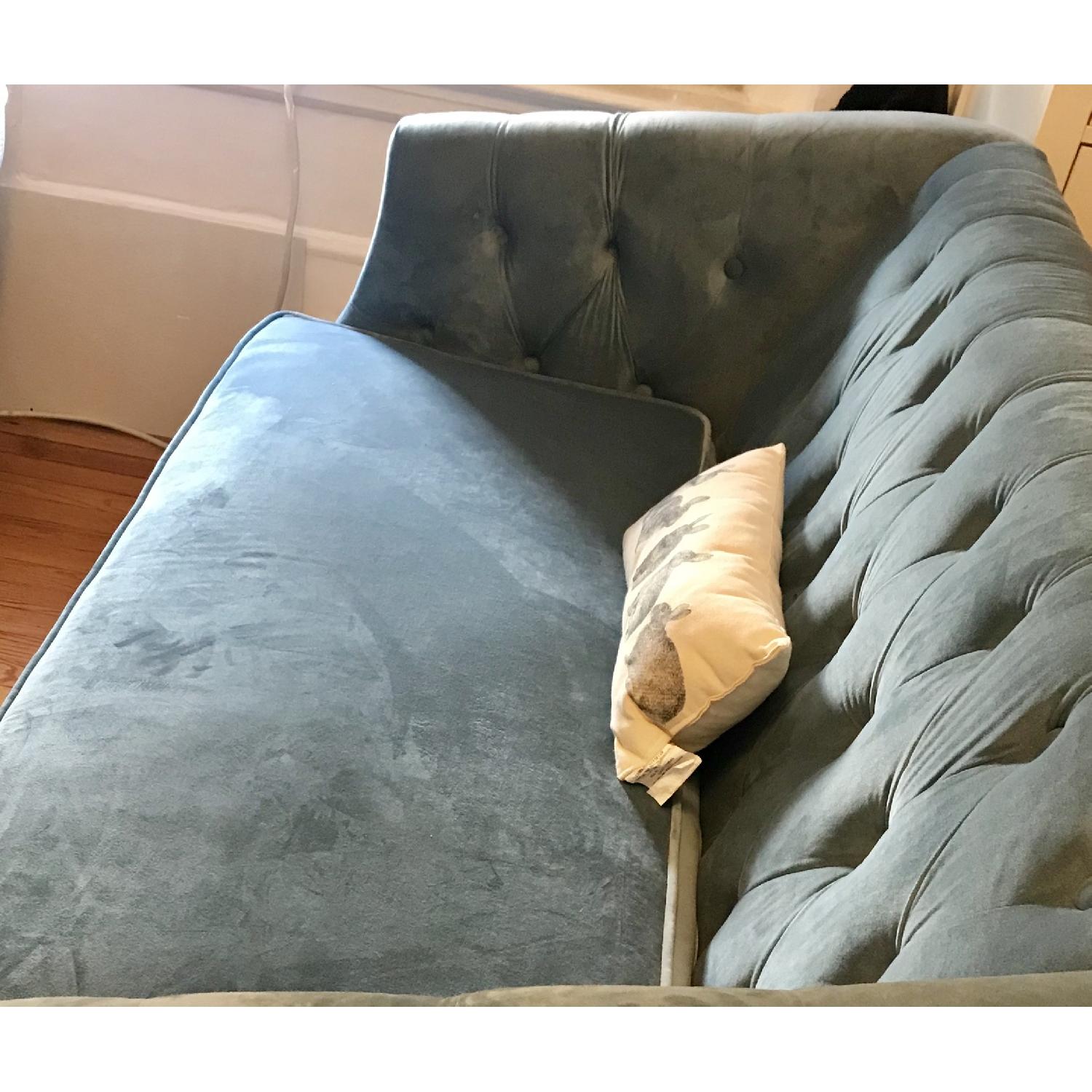 Sky Blue Velvet Loveseat - image-2