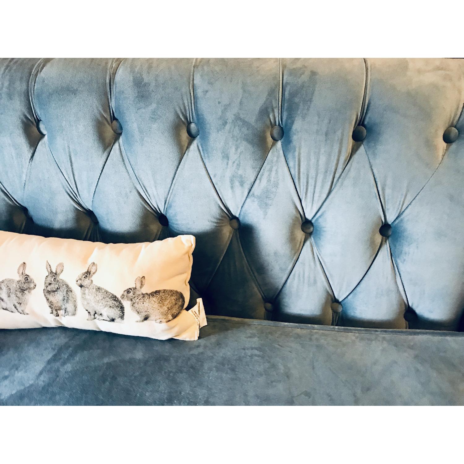 Sky Blue Velvet Loveseat - image-3