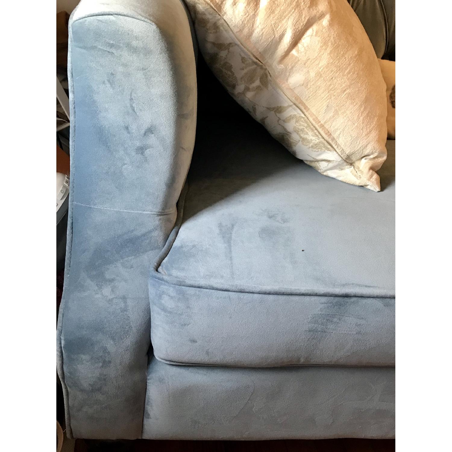 Sky Blue Velvet Loveseat - image-5