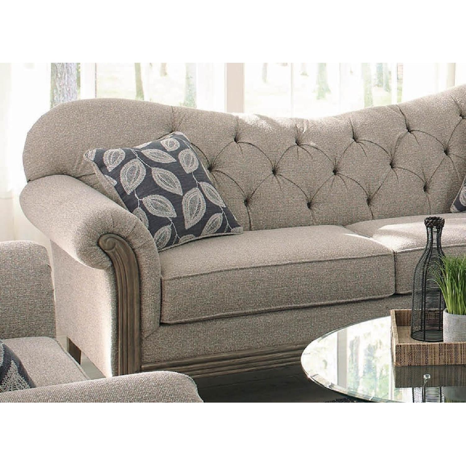 Classic Style Sofa W Chenile Fabric Wood Trims Aptdeco