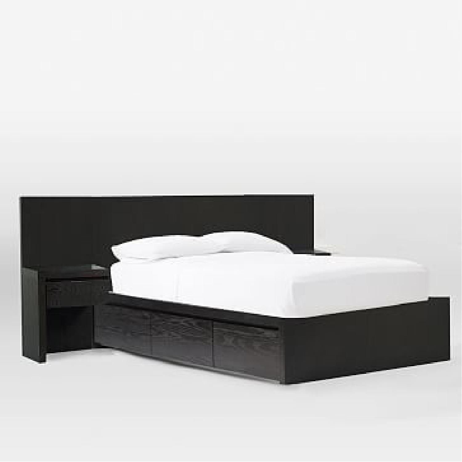 West Elm King Storage Bed w/ Attached Side Tables AptDeco