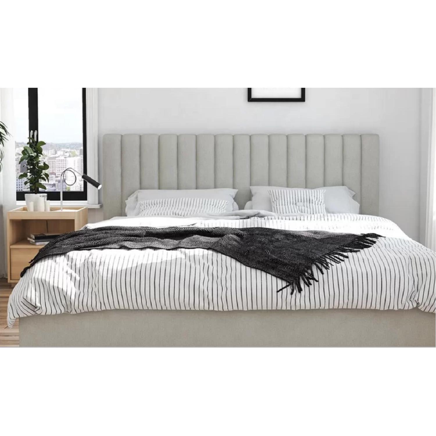 Novogratz Light Grey Tufted Upholstered Platform Bed - image-1