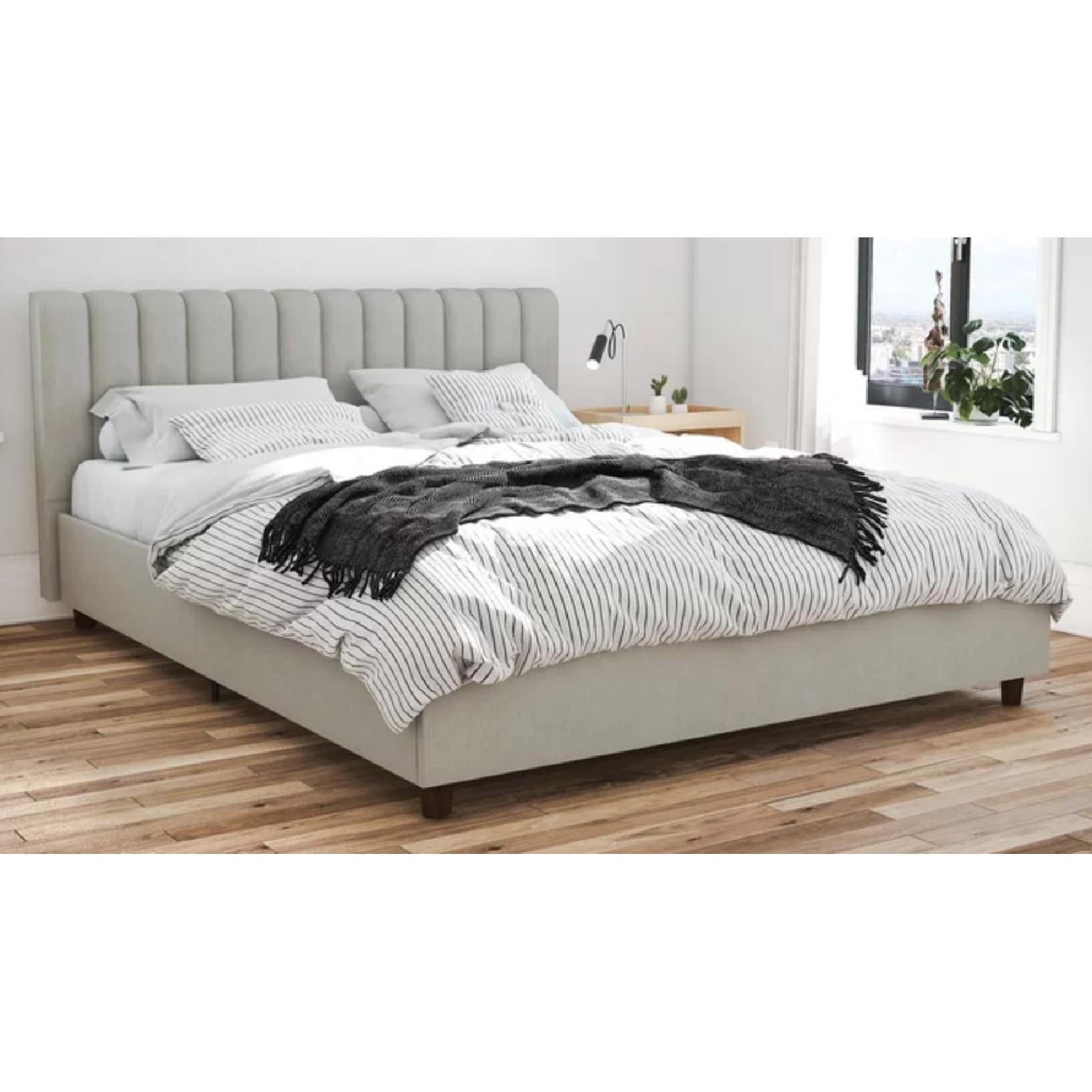 Novogratz Light Grey Tufted Upholstered Platform Bed - image-2