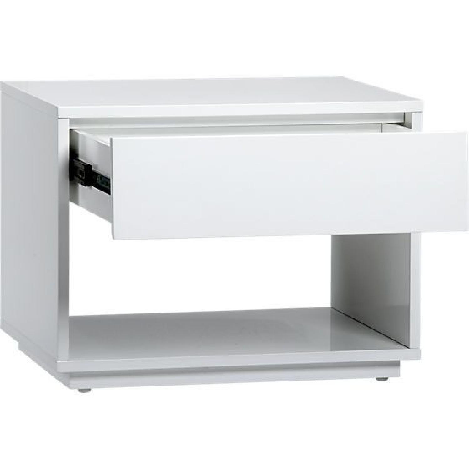 CB2 White Lacquer Nightstand AptDeco
