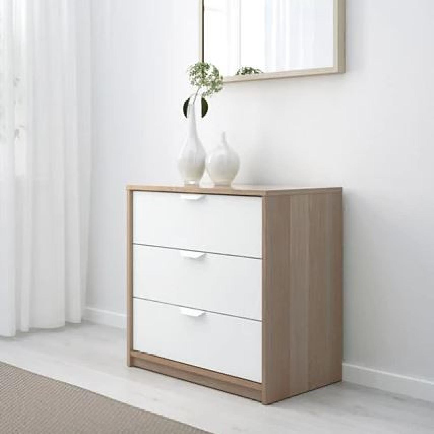 Ikea Askvoll White Oak 3 Drawer Dresser Aptdeco