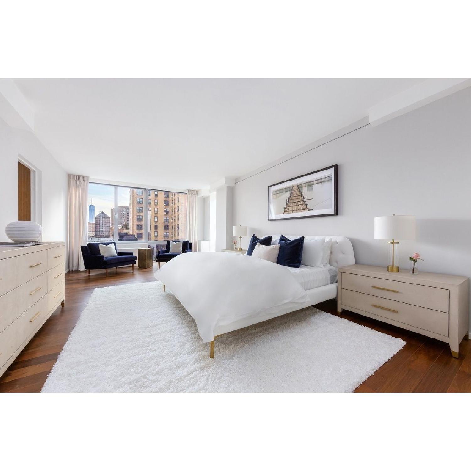 CB2 Seraphina King Ivory Velvet Bed - image-1