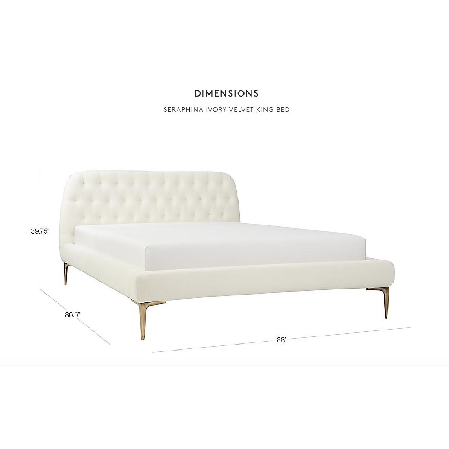 CB2 Seraphina King Ivory Velvet Bed - image-2