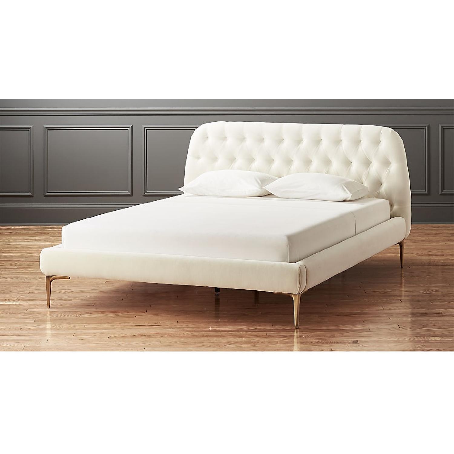 CB2 Seraphina King Ivory Velvet Bed - image-3
