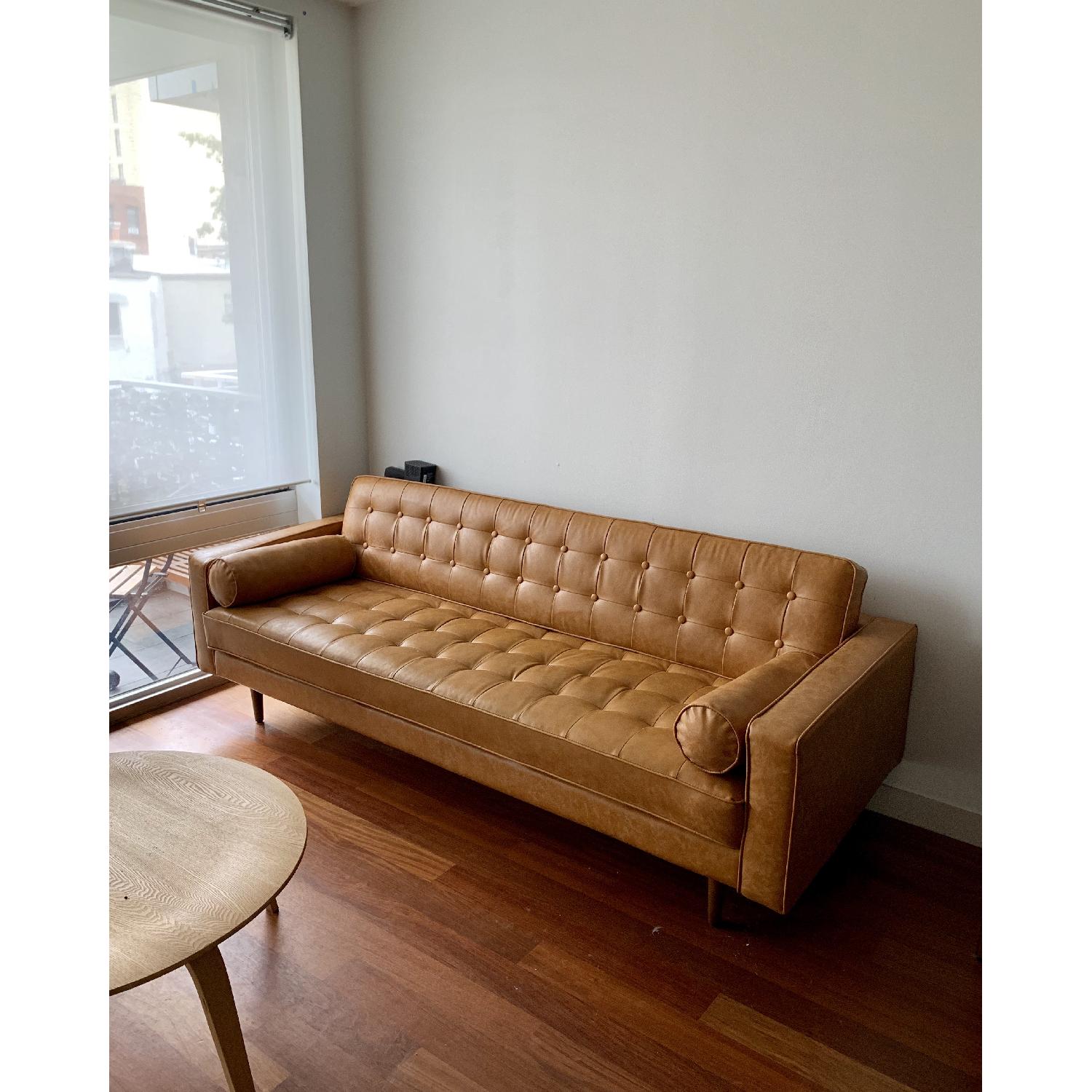Modern Rustic Interiors Mid Century Vegan Leather Sofa - image-1