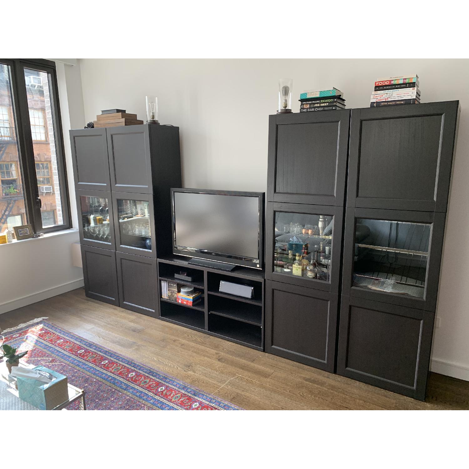 Ikea Dark Brown Besta Custom Wall Unit AptDeco