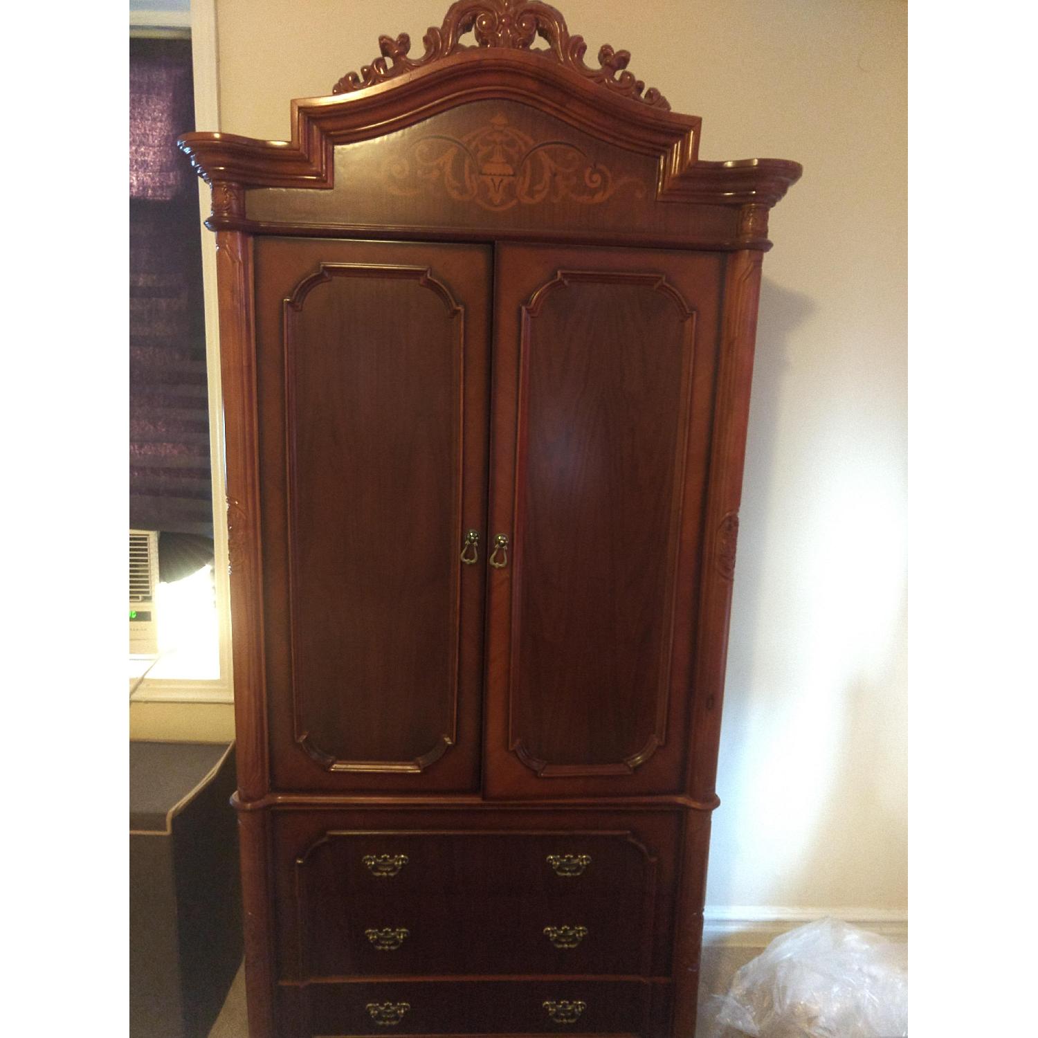 Sterns Exclusive Furniture Brown Wood Armoire - image-1