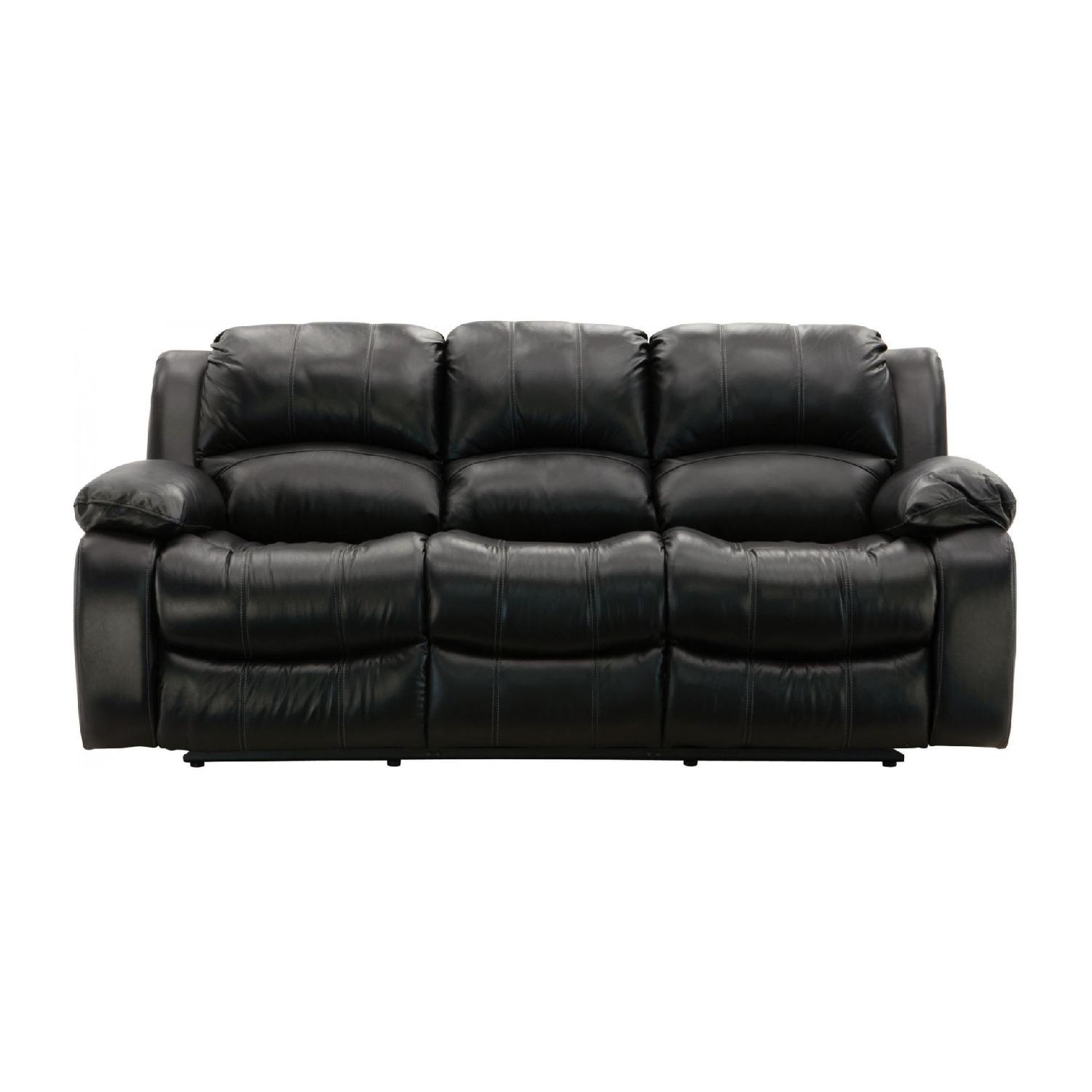 Raymour & Flanigan Black Leather Reclining 3Seater Sofa AptDeco