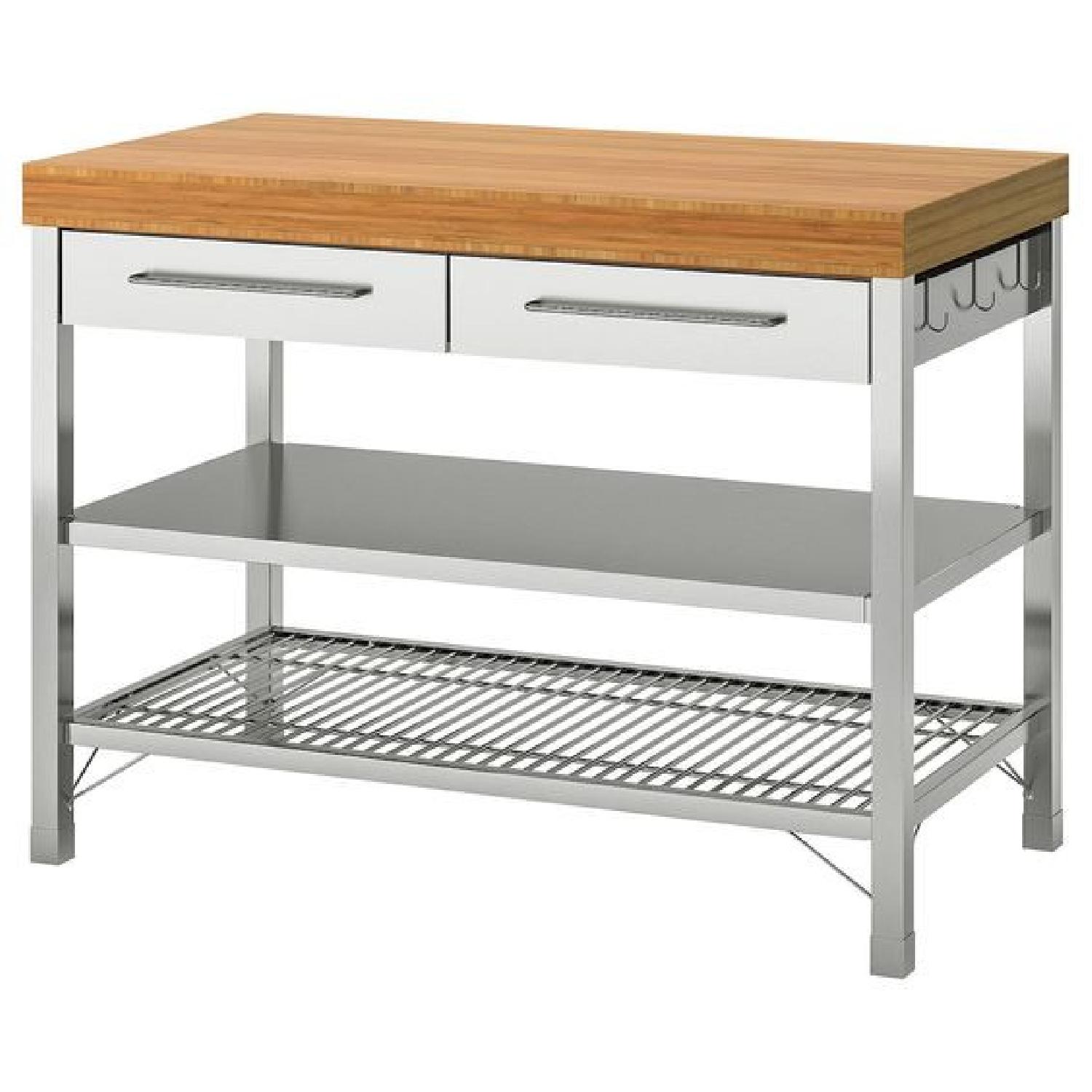 Ikea Rimforsa Work Bench in Stainless Steel & Bamboo - image-0