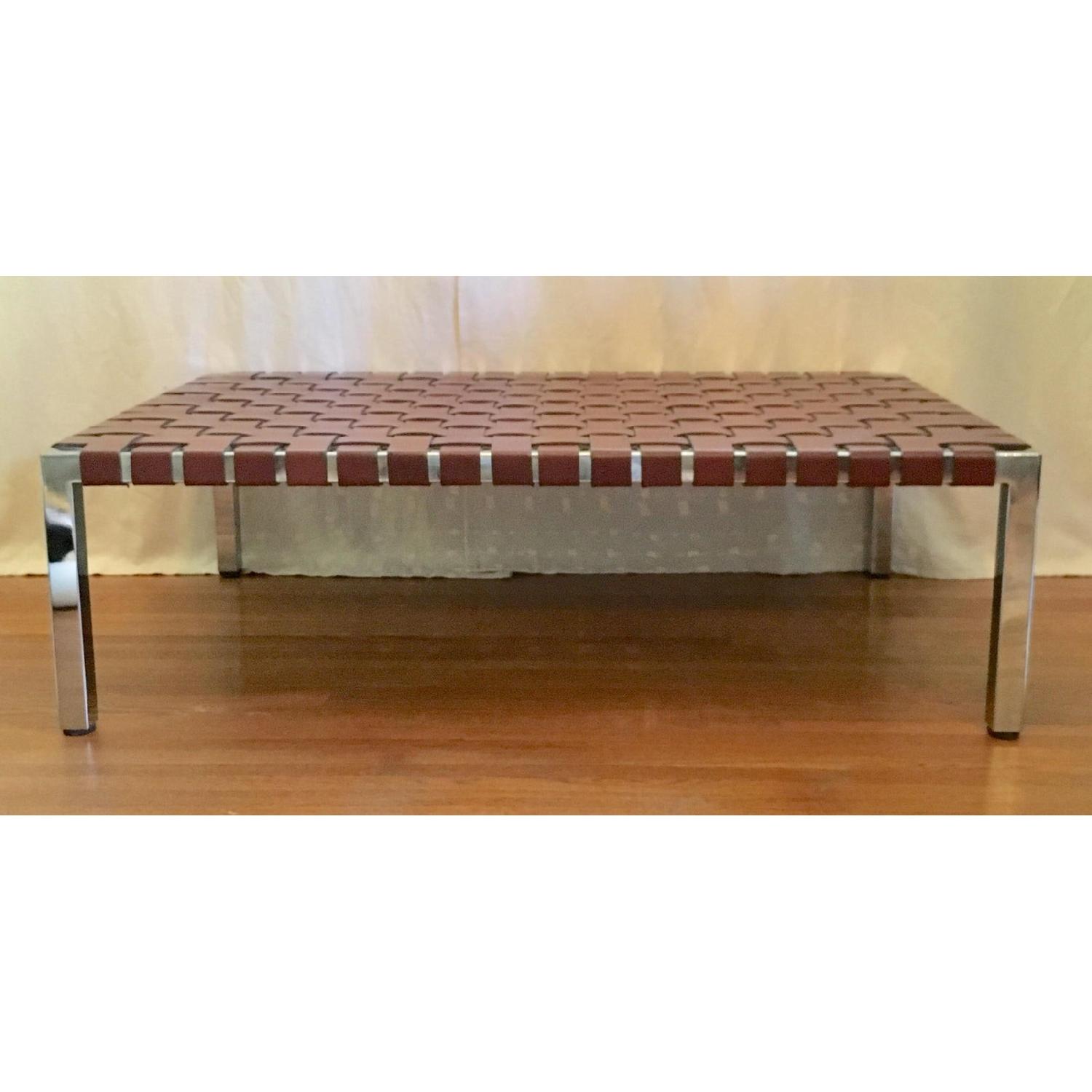 Ralph Lauren Woven Leather & Chrome Table - image-1