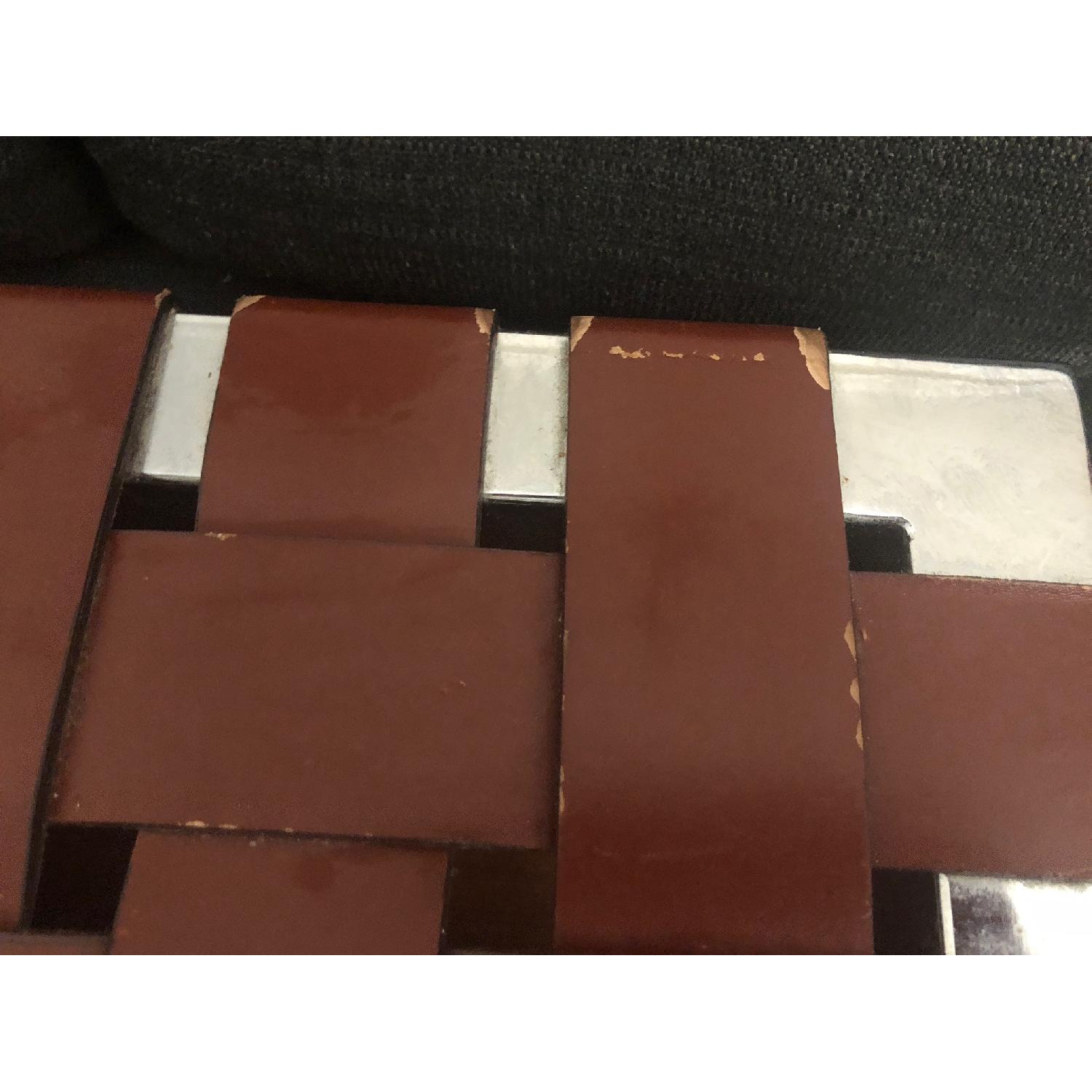 Ralph Lauren Woven Leather & Chrome Table - image-3