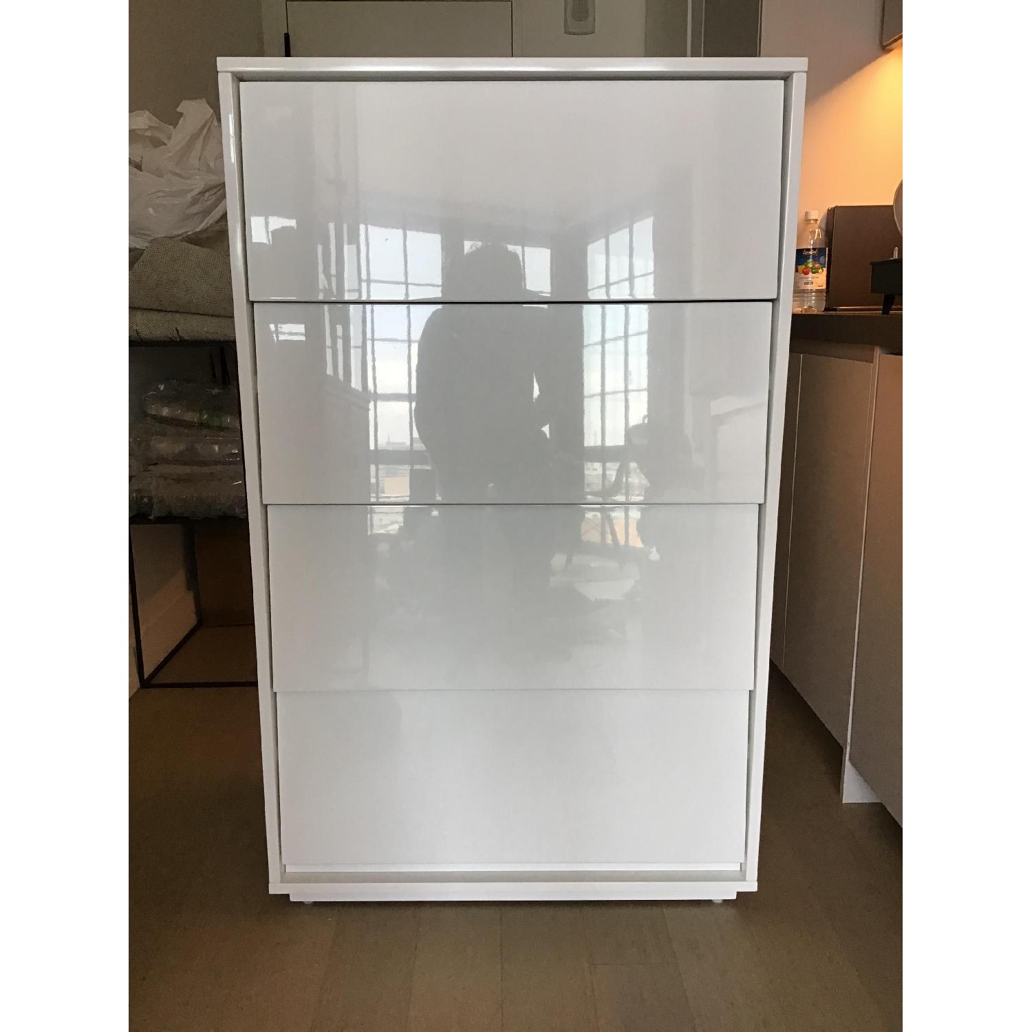 CB2 Tall High Gloss 4 Drawer Shake Dresser in White - image-2