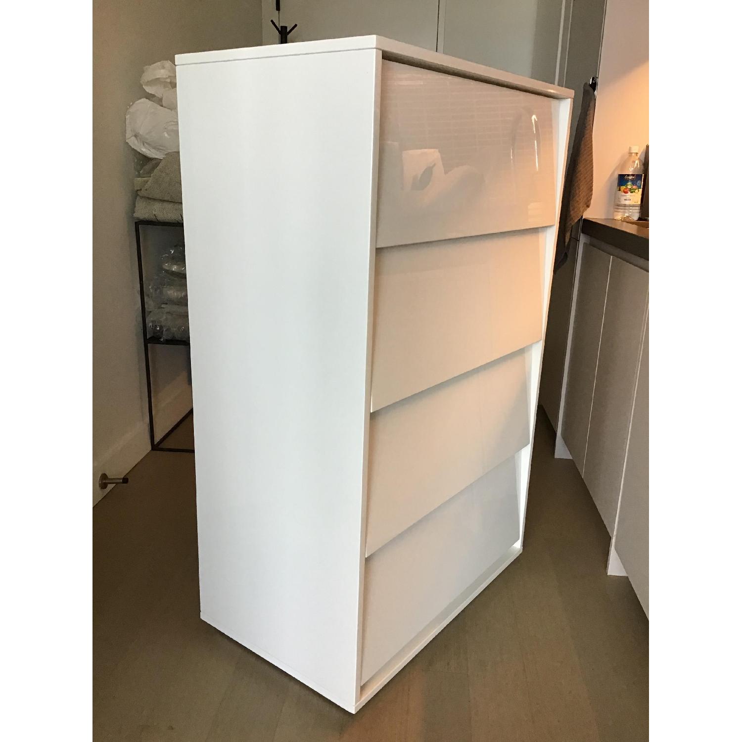 CB2 Tall High Gloss 4 Drawer Shake Dresser in White - image-3
