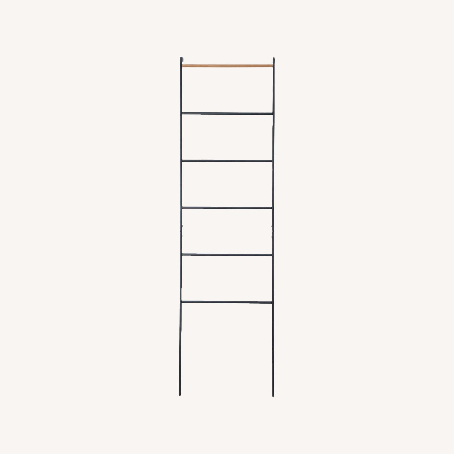 Yamazaki Home Steel & Ash Wood Leaning Ladder AptDeco