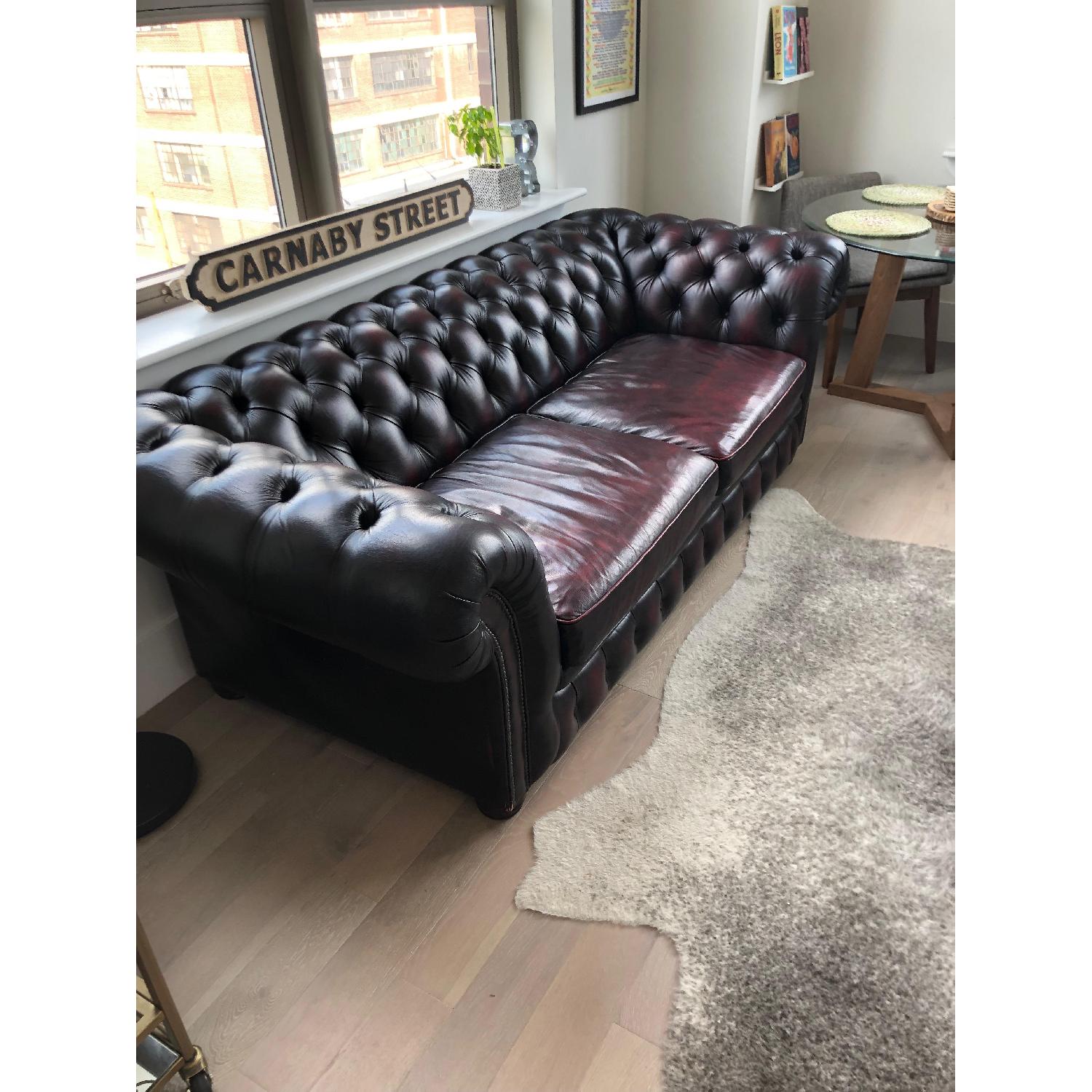 Leather Chesterfield Sofa in Oxblood Red - image-1