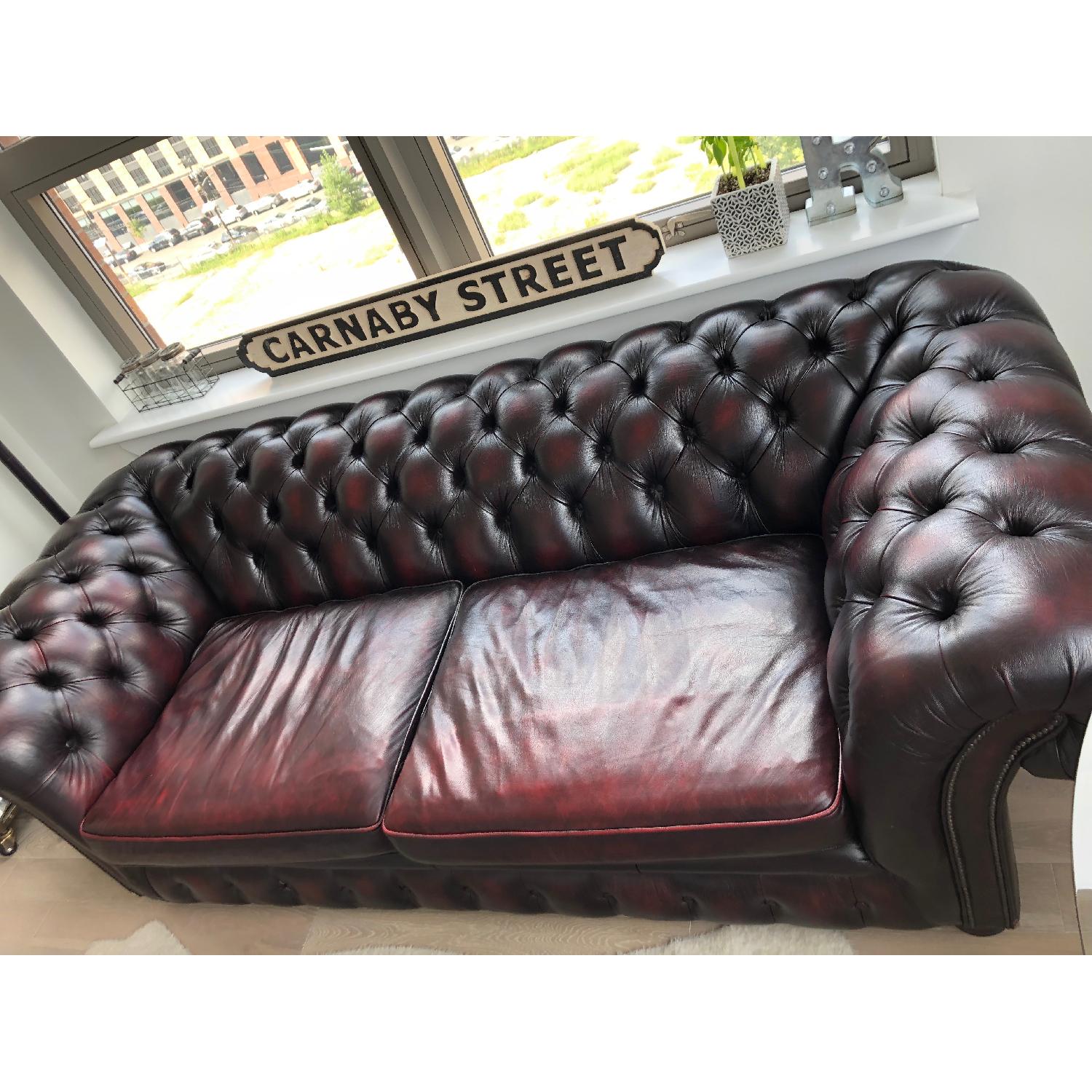 Leather Chesterfield Sofa in Oxblood Red - image-2