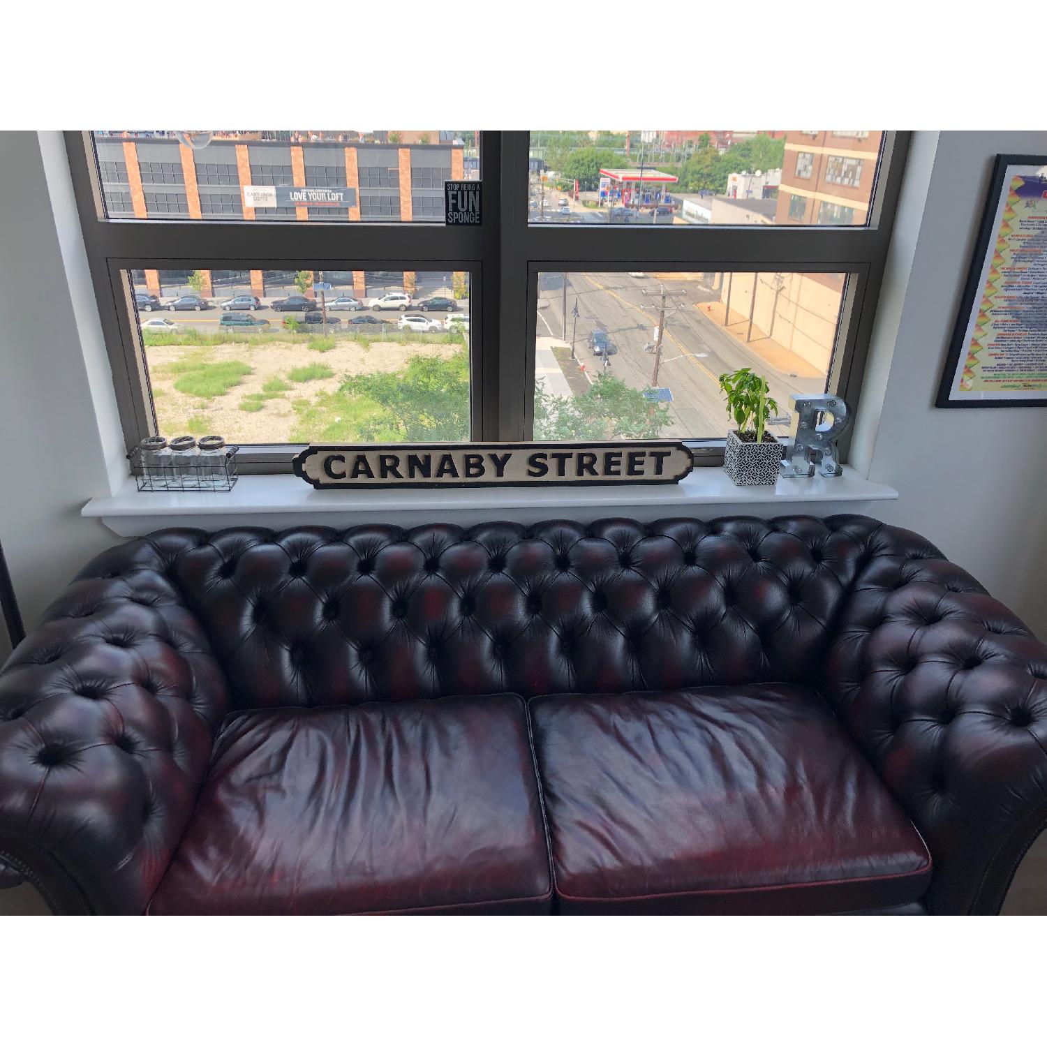 Leather Chesterfield Sofa in Oxblood Red - image-3