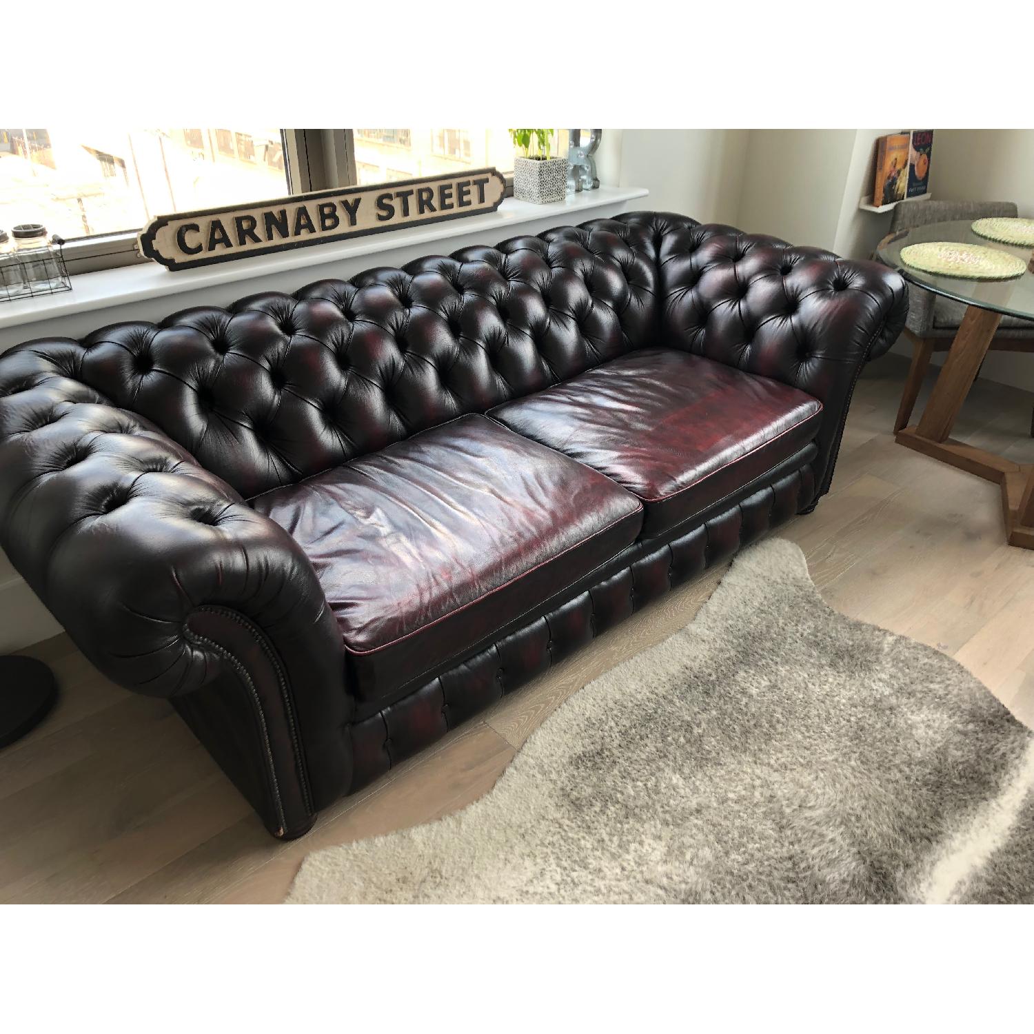 Leather Chesterfield Sofa in Oxblood Red - image-6