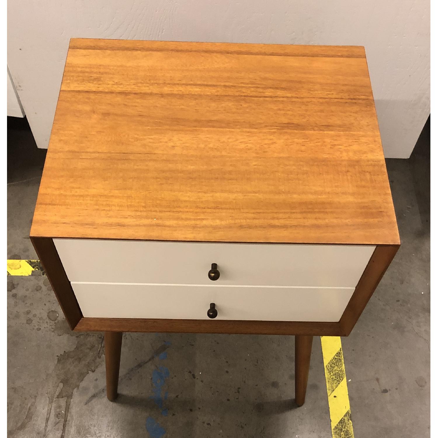 West Elm Mid Century Nightstand in White Lacquer /Acorn AptDeco