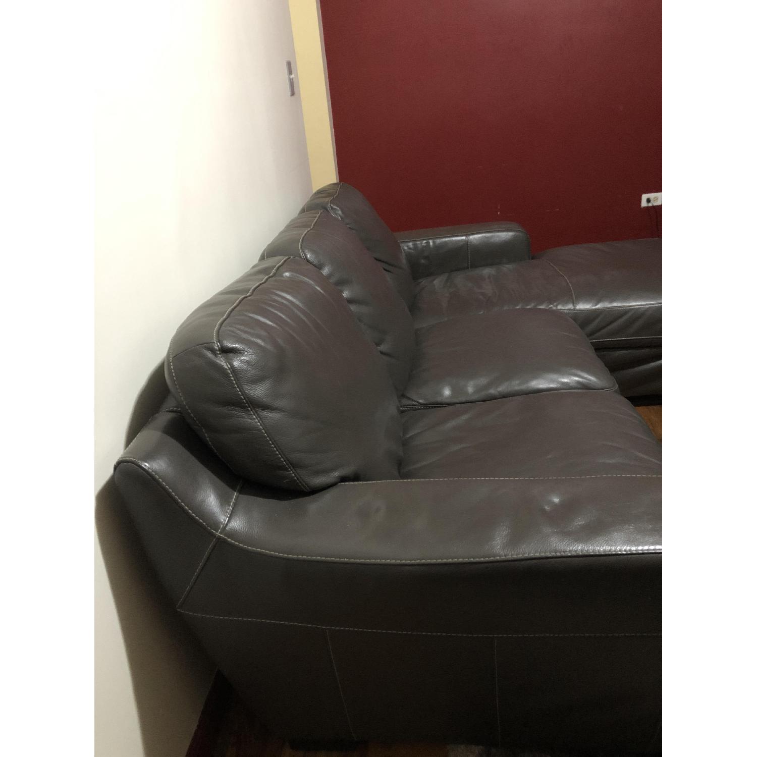 Raymour & Flanigan Carpenter 4-Piece Leather Sectional Sofa - image-9