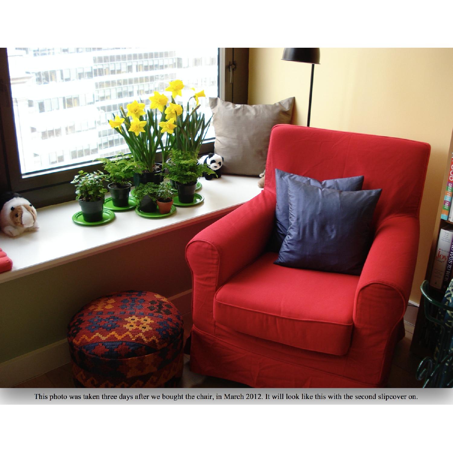 Ikea Jenny Lund Armchair W Extra Red Slipcover For Sale On Aptdeco