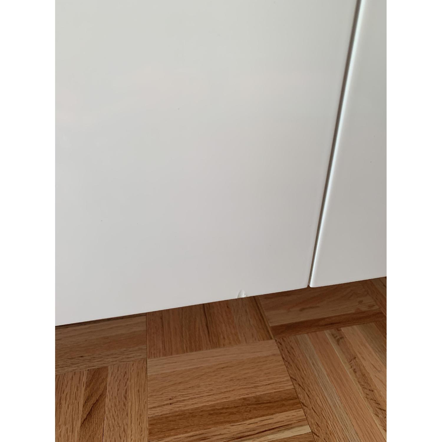 White Lacquer & Chrome Buffet w/ Glass Top - image-3