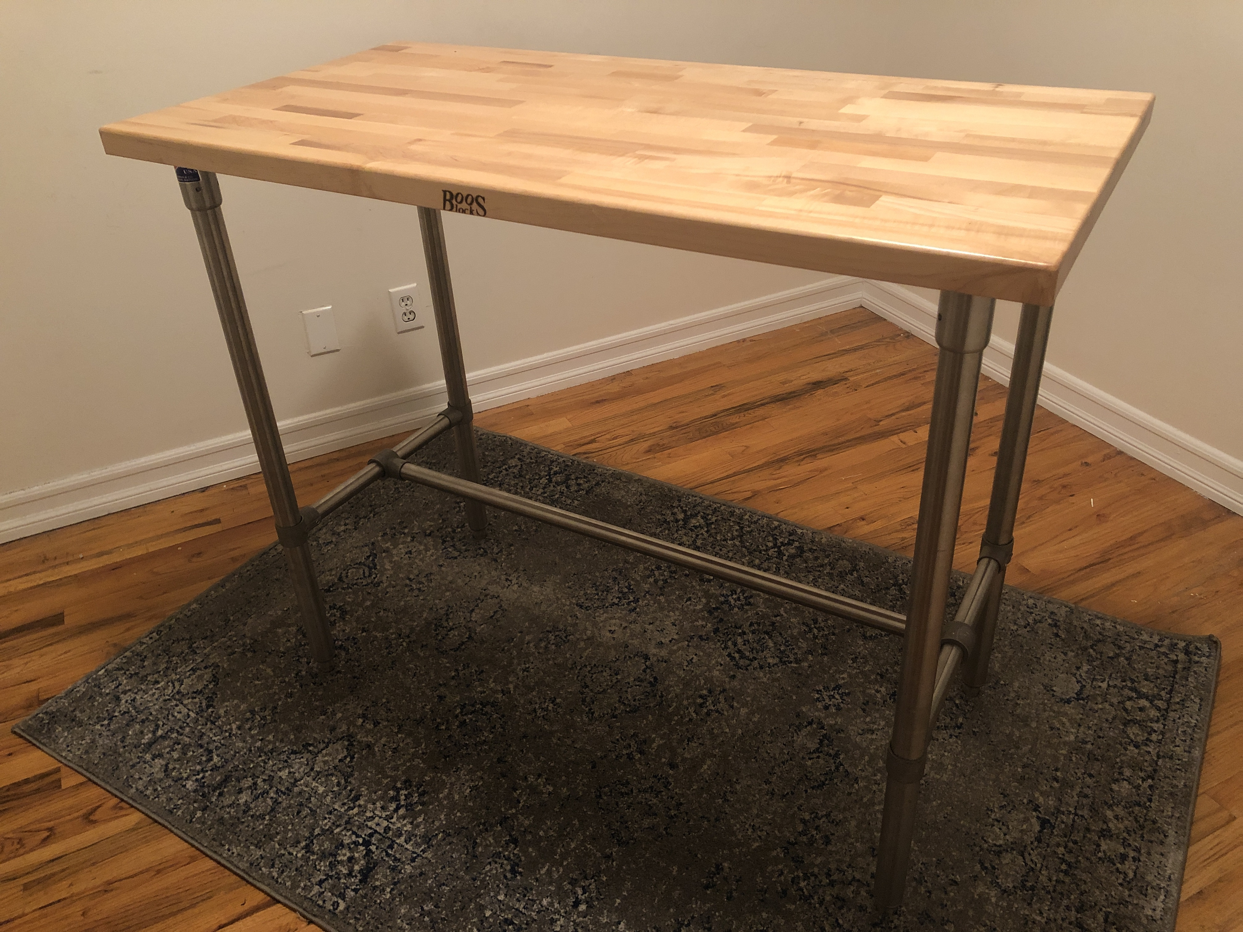 John Boos Maple Top Kitchen Island w/ Steel Base & 2 Stools