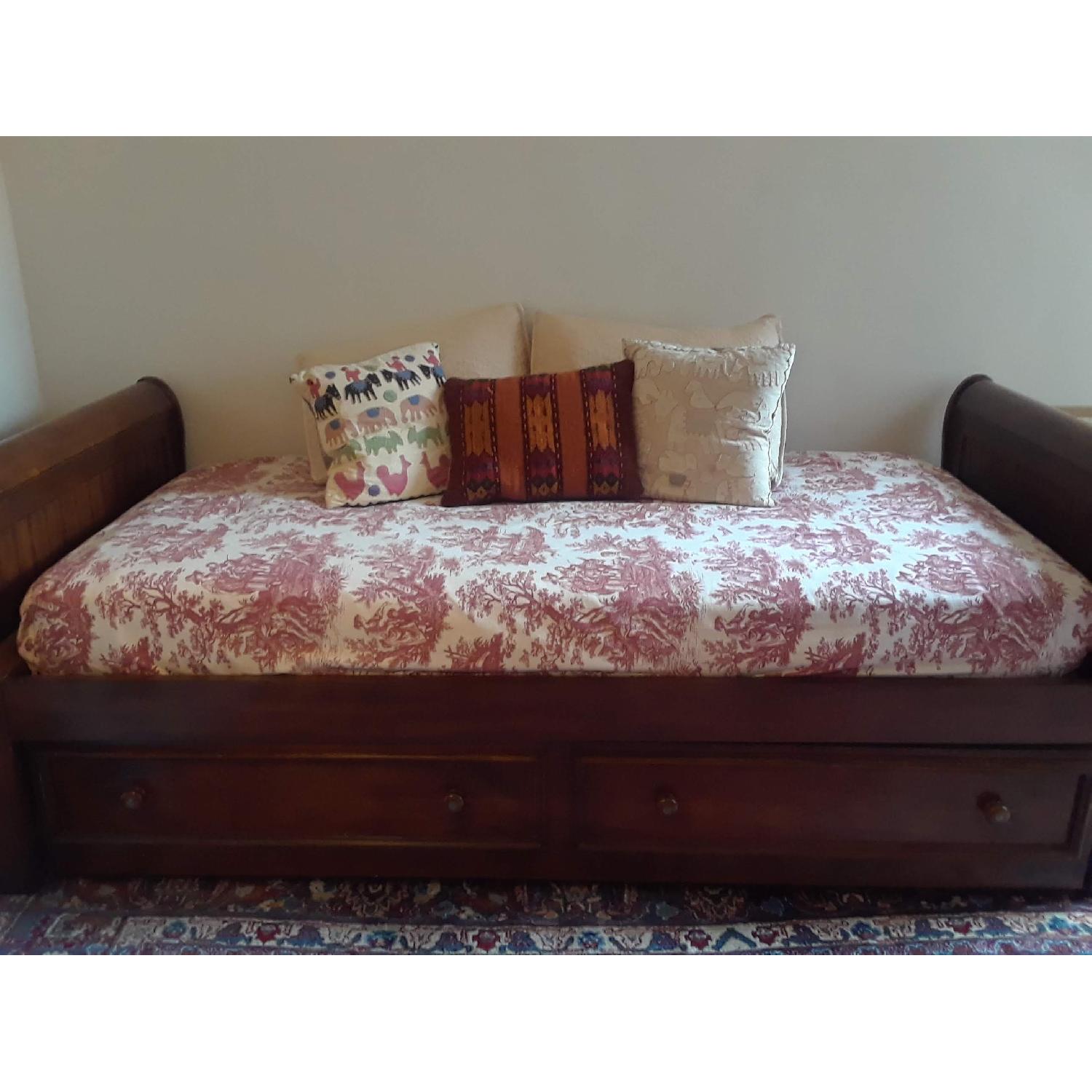 Pottery Barn Wood DayBed w/ Trundle & 2 Pillows - image-1